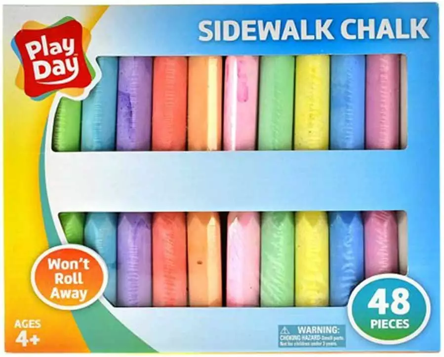 Play Day 48-Piece Won't Roll Away Sidewalk Chalk