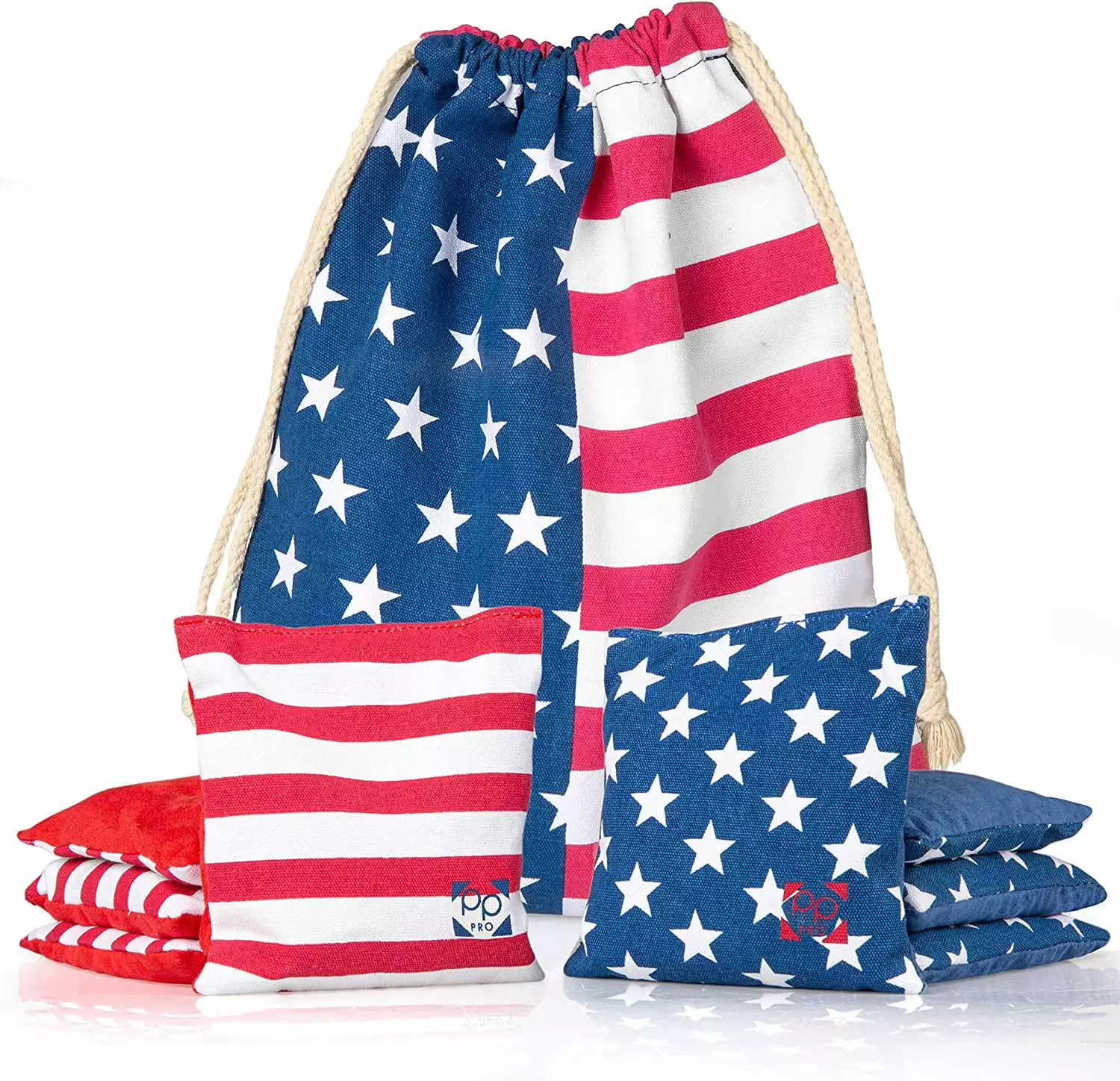 Play Platoon All Weather Two Sided American Flag Cornhole Beanbags. 8 Pieces (Multi-color)