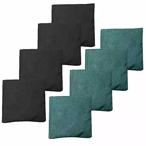 Play Platoon Premium Weather Resistant Duckcloth Cornhole Bags - Set of 8 Bean Bags for Corn Hole Game - Regulation Size & Weight- Hunter Green & Black