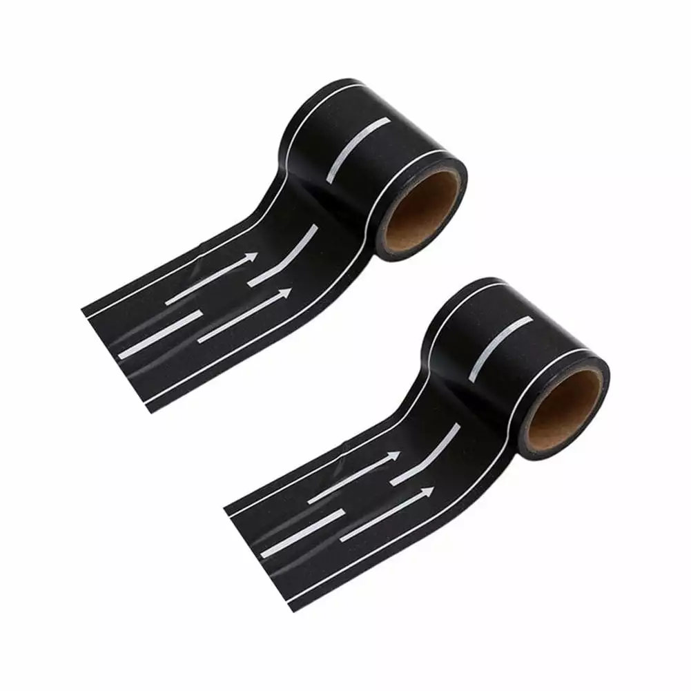 Race Car Track Road Tape Kids Toy Train Tape Sticker Roll for Cars Track and Train Sets. Stick to Floors and Walls. Quick Cleanup