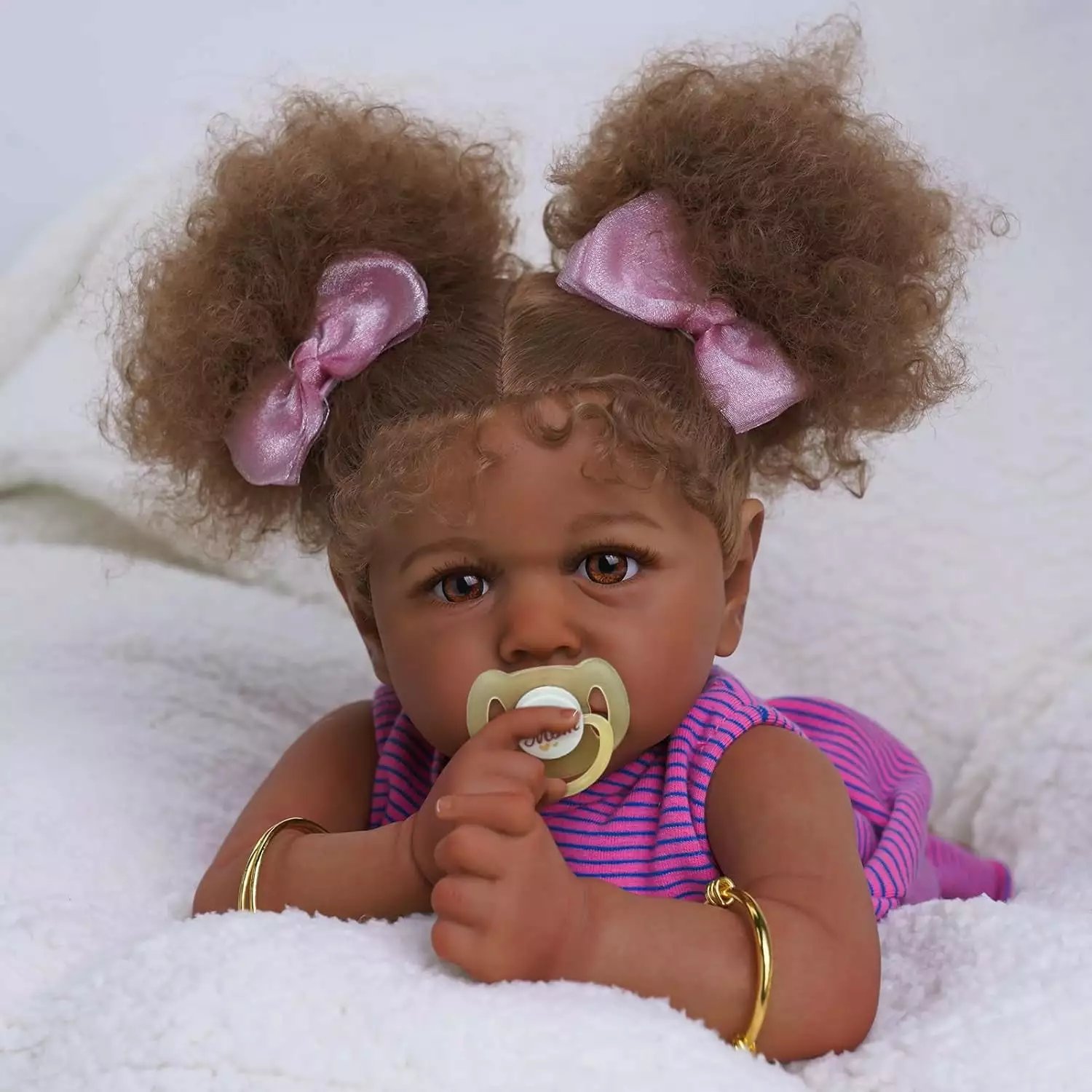 Reborn Baby Dolls Black - 22 Inch Lifelike Soft Body Realistic-Newborn Baby Dolls Taupe Eyes Caramel Skin Tone Orange Crushed Flowers Skirt Real Life Baby Dolls Gift for Kids Age 3