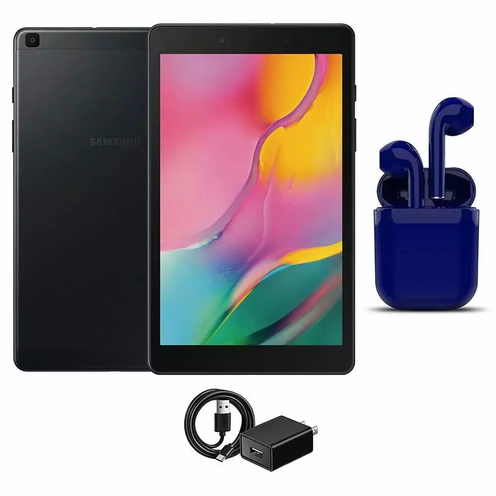 Restored Samsung 8-inch Galaxy Tab A. Wi-Fi Only. 32GB. Bundle: USA Essentials Bluetooth/Wireless Airbuds. Charger (Refurbished)