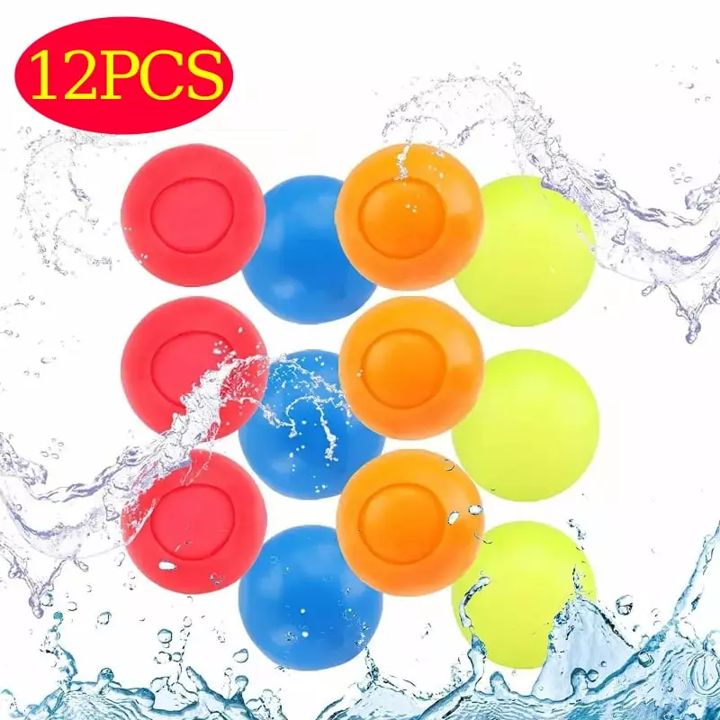 Reusable Water Balls - 12 Pack Reusable Water Balloons for Kids Age 5+ ?C Silicone Water Balloons with Self Sealing Quick Fill. Refillable Water Balloons. Reuse Water Balloons