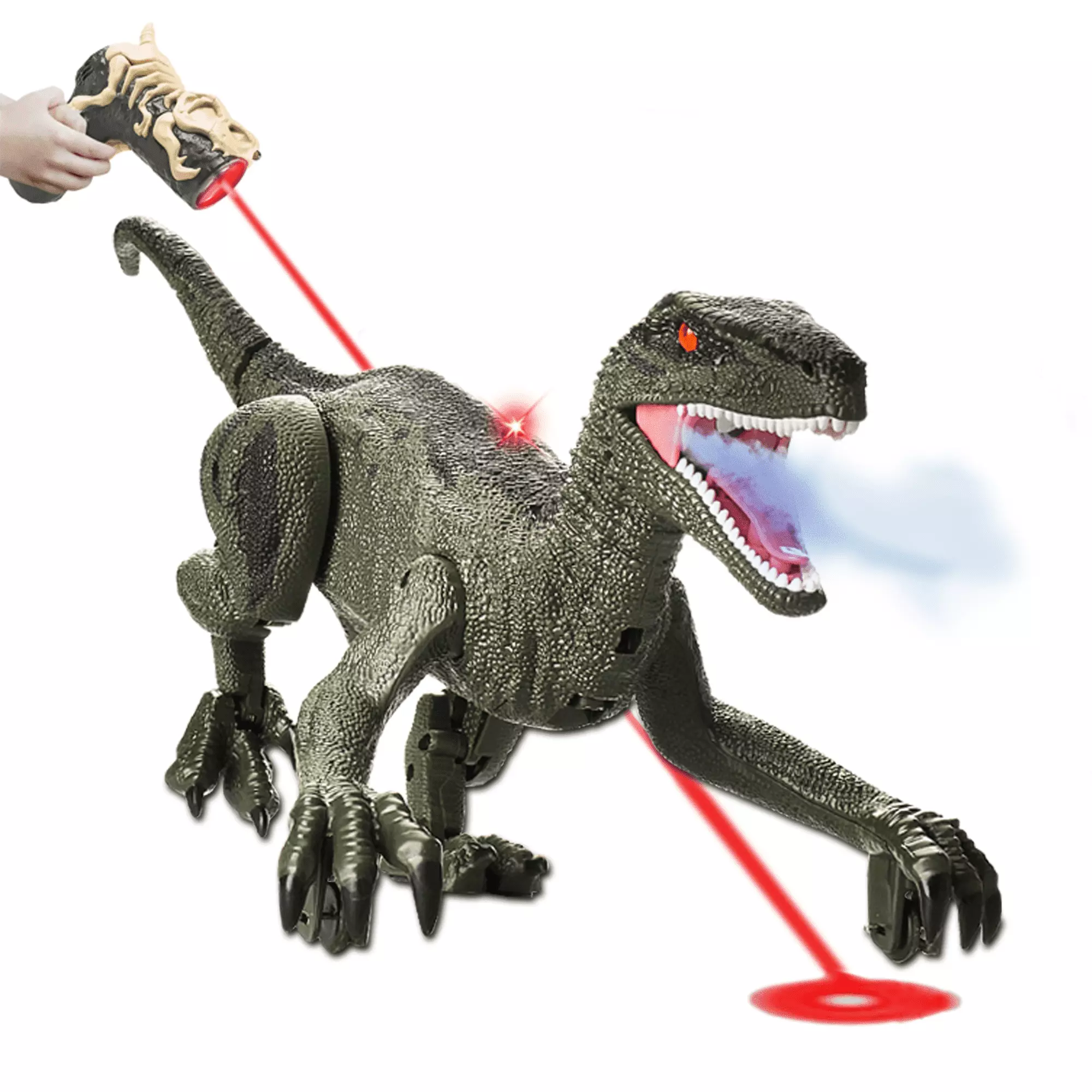 Richgv Remote Light Control Dinosaur Toys for Boys 3-8 Year Old. Light Chasing RC Dinosaur Toys for Kids 3-5. Walking Velociraptor Robot Dinosaur Toys with Spraying Roaring