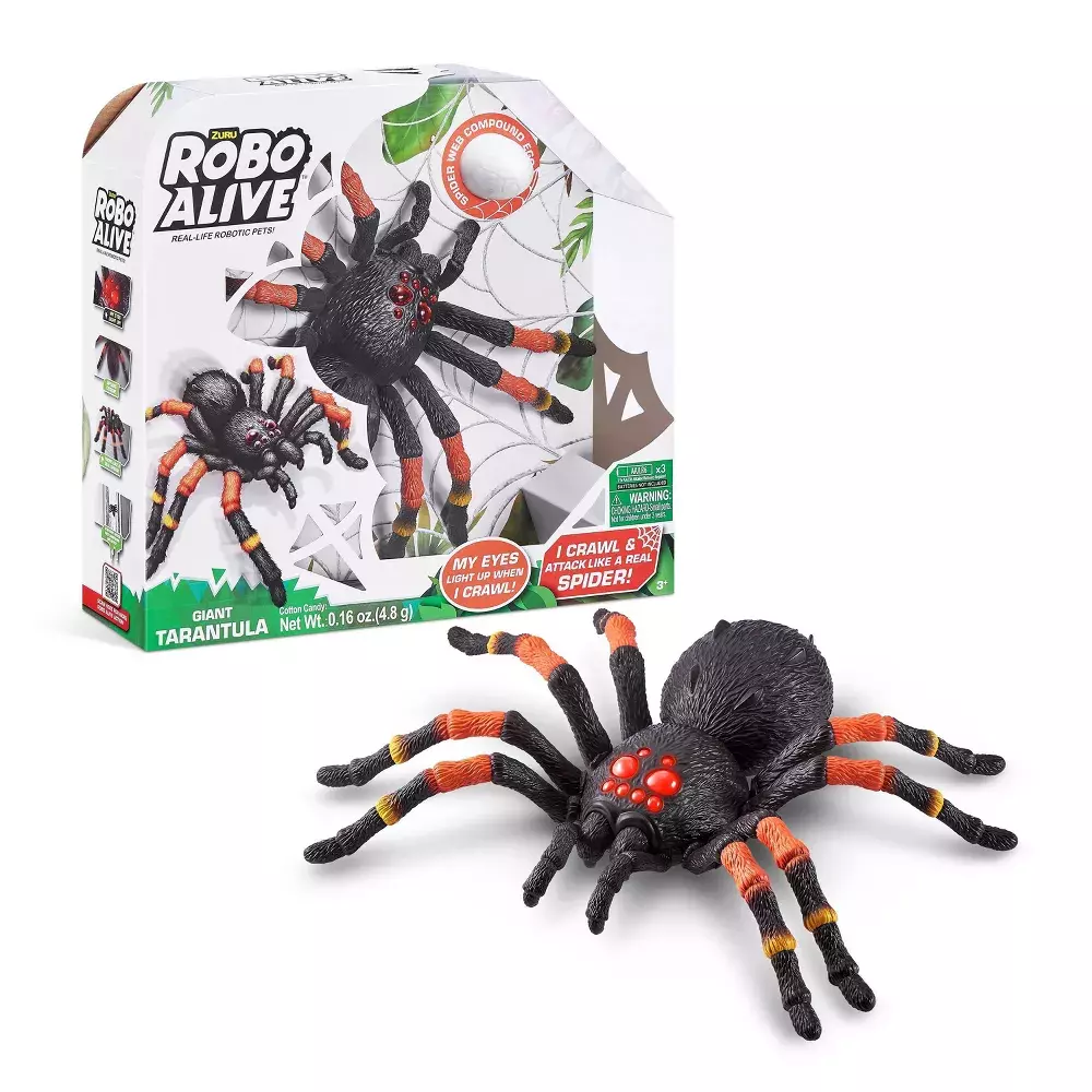 Robo Alive Giant Tarantula by ZURU Battery-Powered Robotic Interactive Electronic Spider That Moves and Crawls. Comes with Web Slime. Prankst Toys for Boys. Kids. Teens