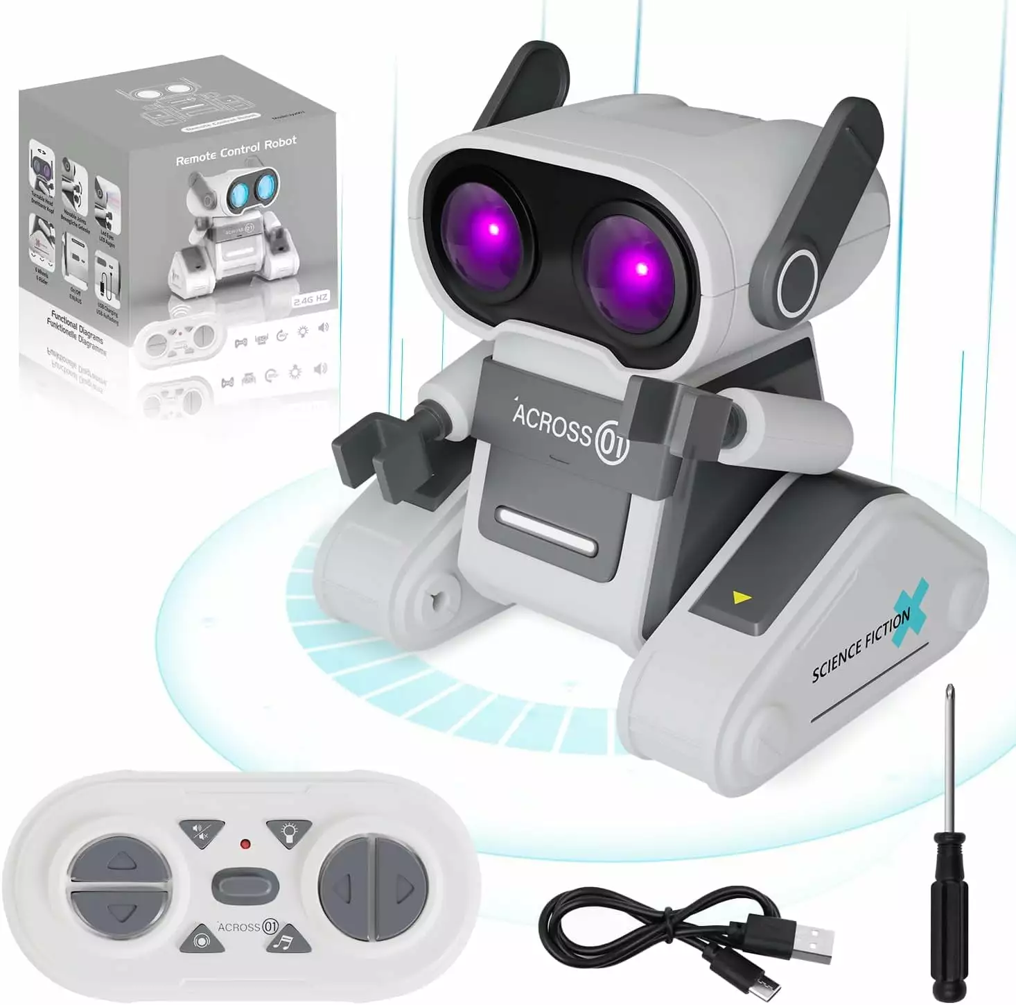 Robot Toy for Kids. Remote Control Robot Toy Intelligent Walking 360??Body Spinning Dancing with LED Eyes and Music. Demo Smart RC Robot Toys for Ages 3+ Boys Girls. White