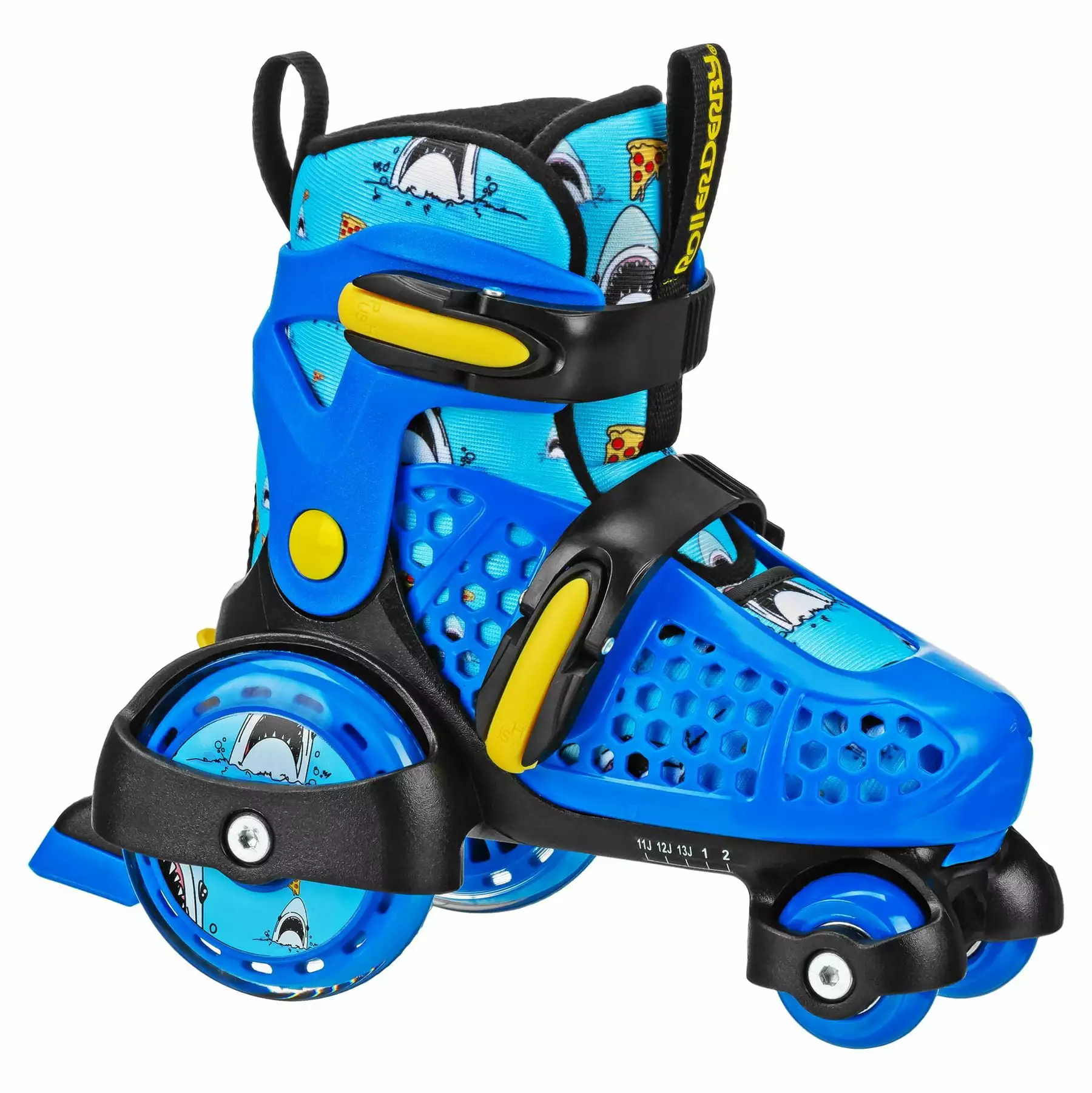 Roller Derby Fun Roll Boy's Jr Adjustable Roller Skate Pizza Shark