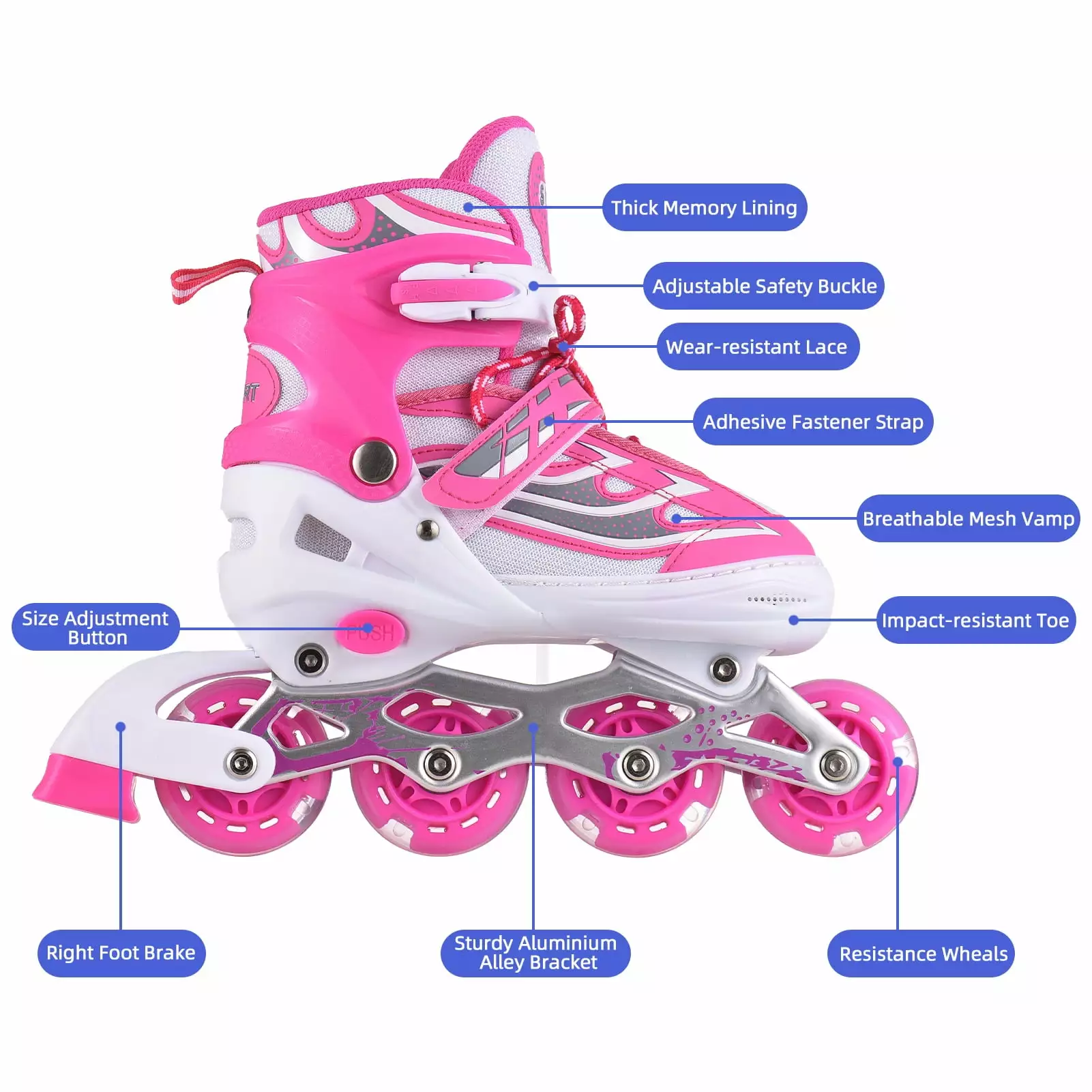 Roller skating shoes.Inline And And Breathable Adjustable Kids Inline Size 28-41 Toddlers Size 28-33 Eco Breathable Adjustable Size 28 41) Adjustable Wheels Wheels Toddlers Qisuo Huiop