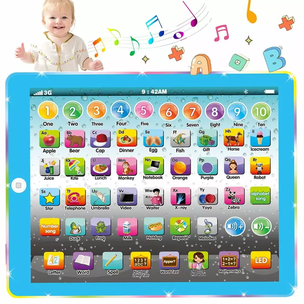 SAYLITA Learning Tablet with ABC/Words/Numbers/Games/Music Educational Learning Pad Toys. Preschool Children Toys Toddler Tablet Christmas Birthday Gifts for Age 2 3 4 5 6 Year Old Boys and Girls