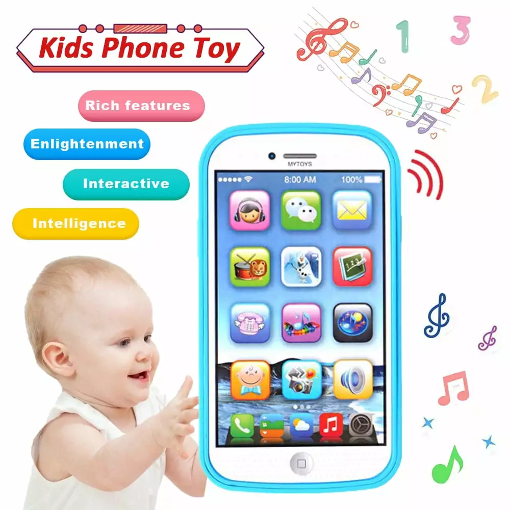 SAYLITA Yphone Baby Phone. Baby Cell Phone Toy with Lights & Music. 12 Months Early Learning Educational Toys. Sensory Toys for Toddlers 1 2 3 4 Year Old Kids Boys and Girls Christmas Birthday Gifts