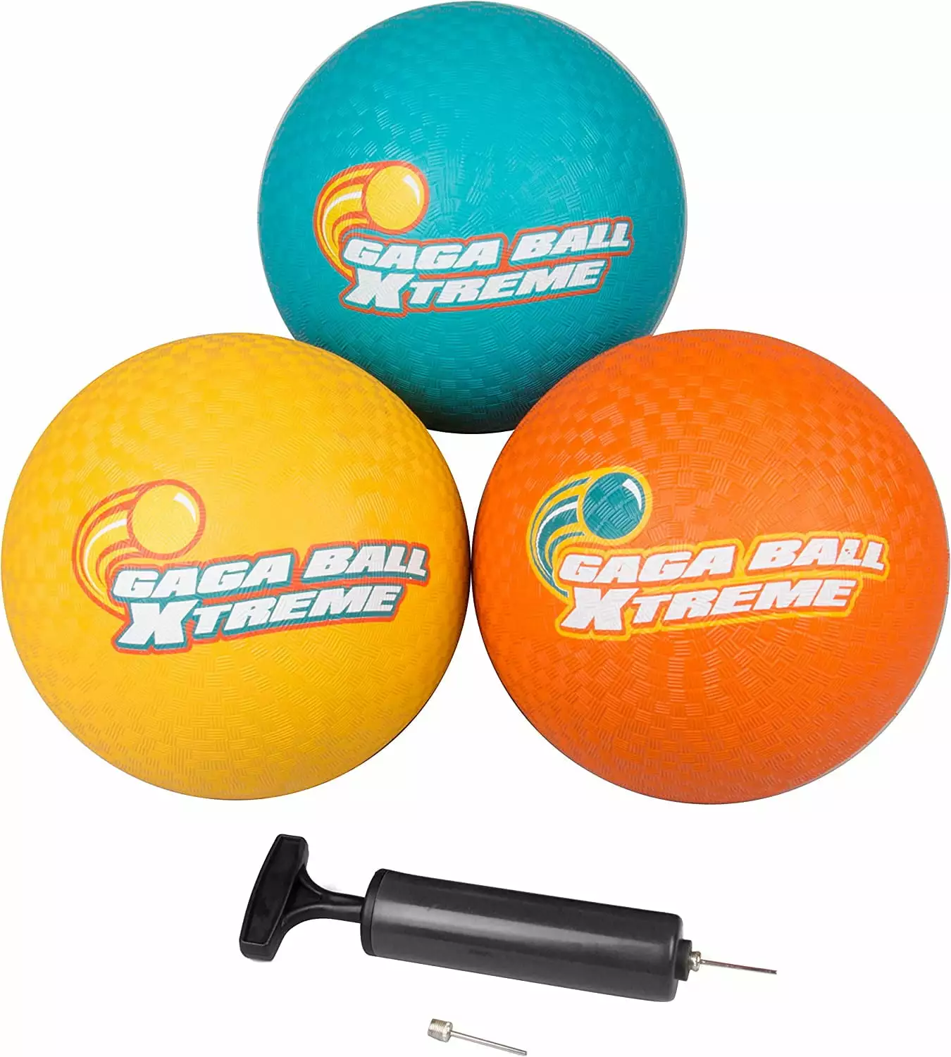 SCS Direct Gaga Playground Balls 3pk (8.5 inches) w Air Pump- Durable Rubber Pack for Dodgeball. Kickball. Gagaball Official Play and Schools - Fun Outdoor Toys and Accessories Gift for Kids