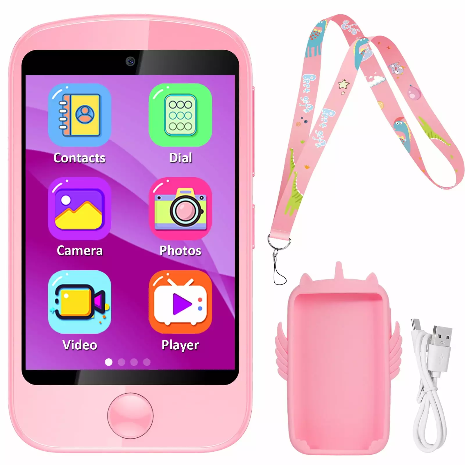 SHANNA Kids Smart Phone for Boys Girls 3-12 Year Old. Toddler Kid Smart Phone Learning Toy with Educational Games. MP3 Music Player. Phone Calls. Xmas Birthday Gifts. Pink