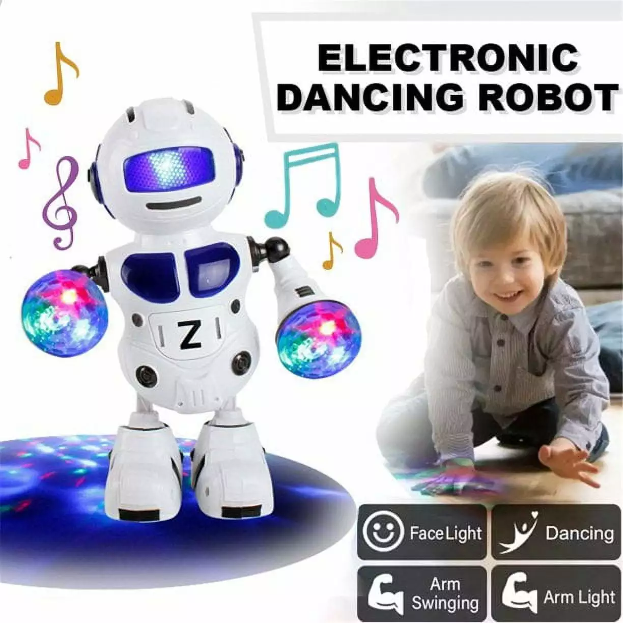 SHELLTON Electric Dancing Light and Music Robot Toy . Intelligent Happy Little Drummer Robot For Boys Kids Toddler Robot 3 4 5 6 7 8 9 Year Old Age Boys Cool Gift