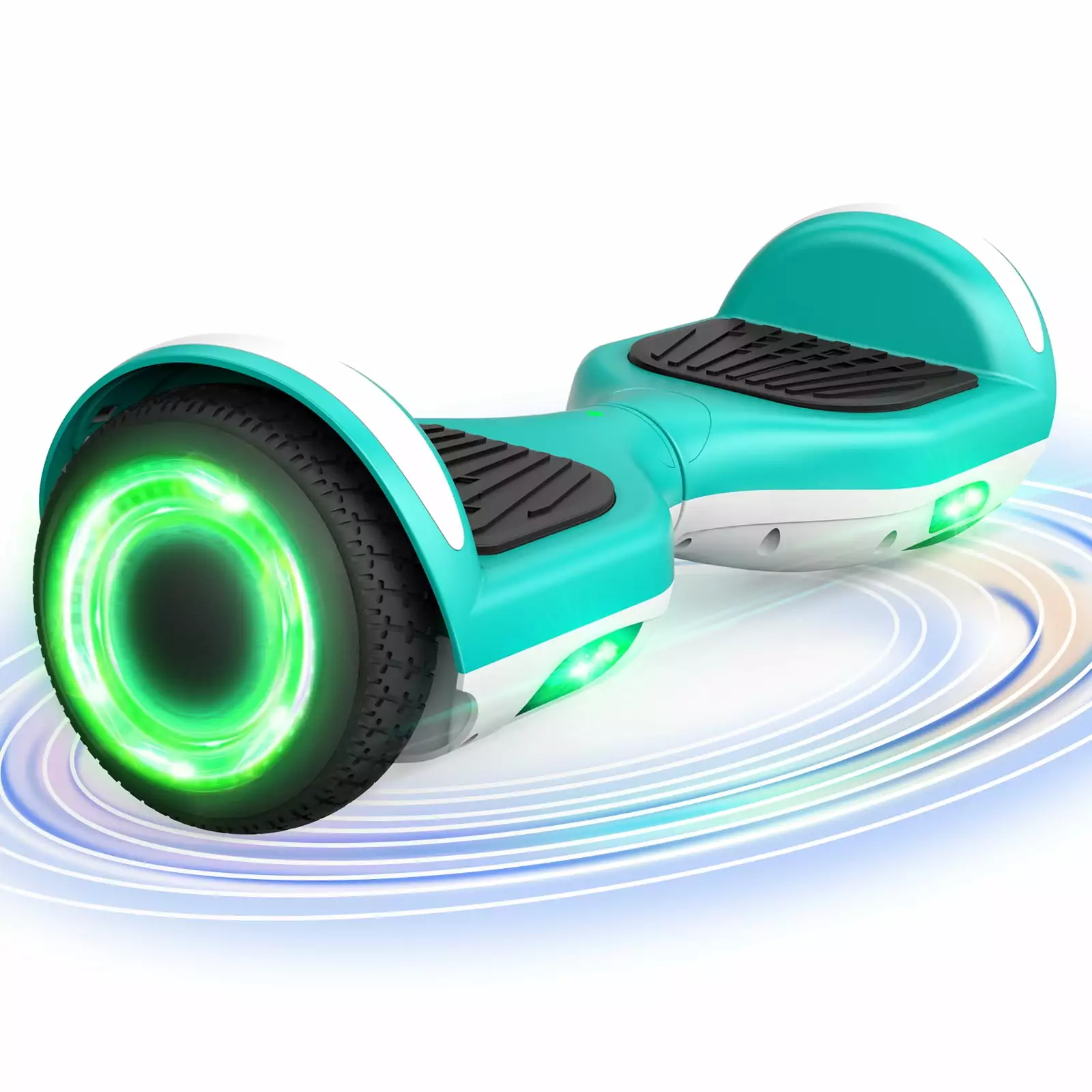 SISIGAD Hoverboard. 6.5 Hoverboard for Kids with Green Flashing Wheels. 300W Dual Motor. Max Speed 6.2 mph. Green White