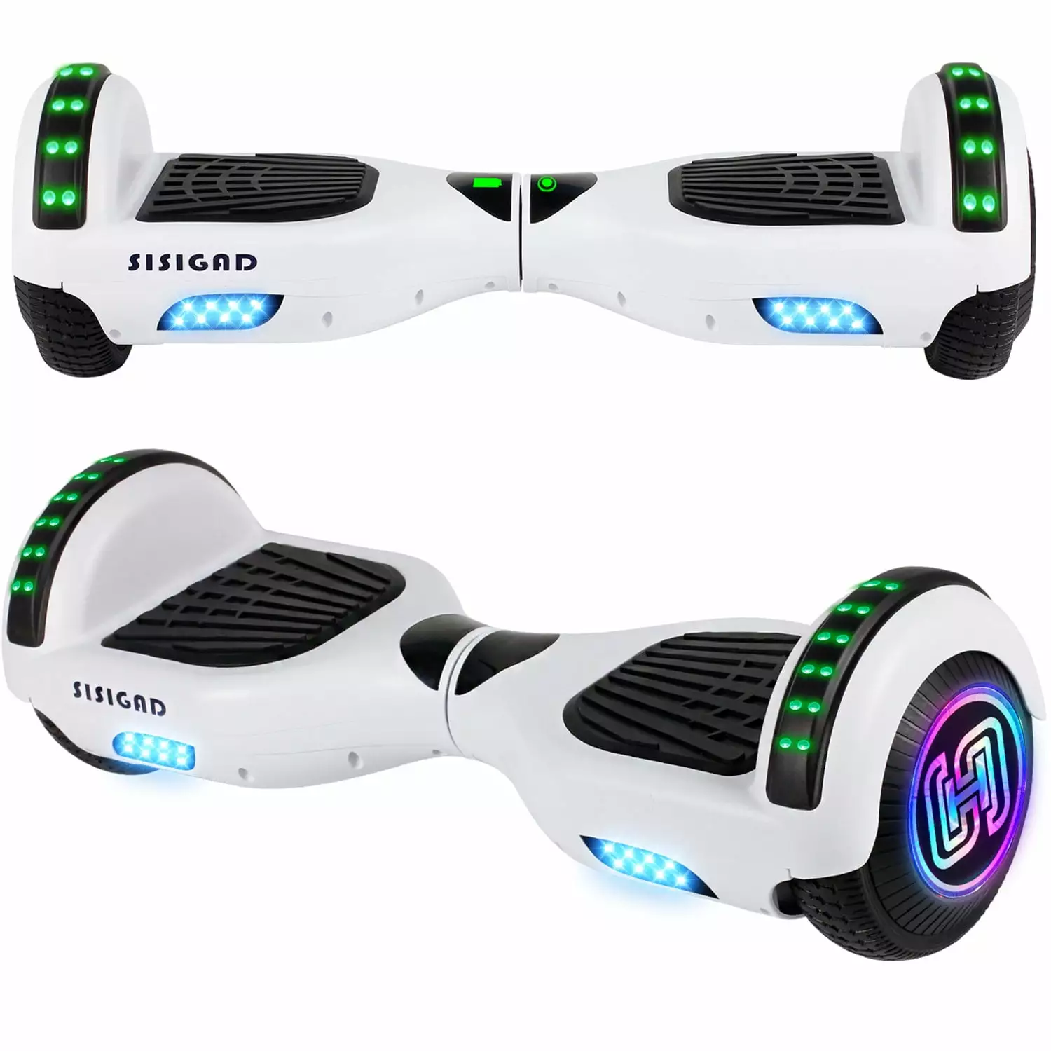 SISIGAD Hoverboard for Kids. 6.5 Self Balancing Hoverboard with Bluetooth and LED Light. White