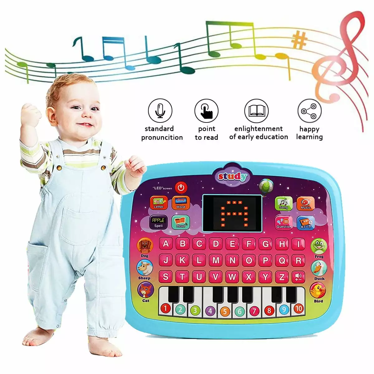 SUTENG Toys for 1 + year old girl.Tablet Toy Educational Learning Toys with Light and Music Gift for Toddlers 1 2 3 Years Old Girls Boys