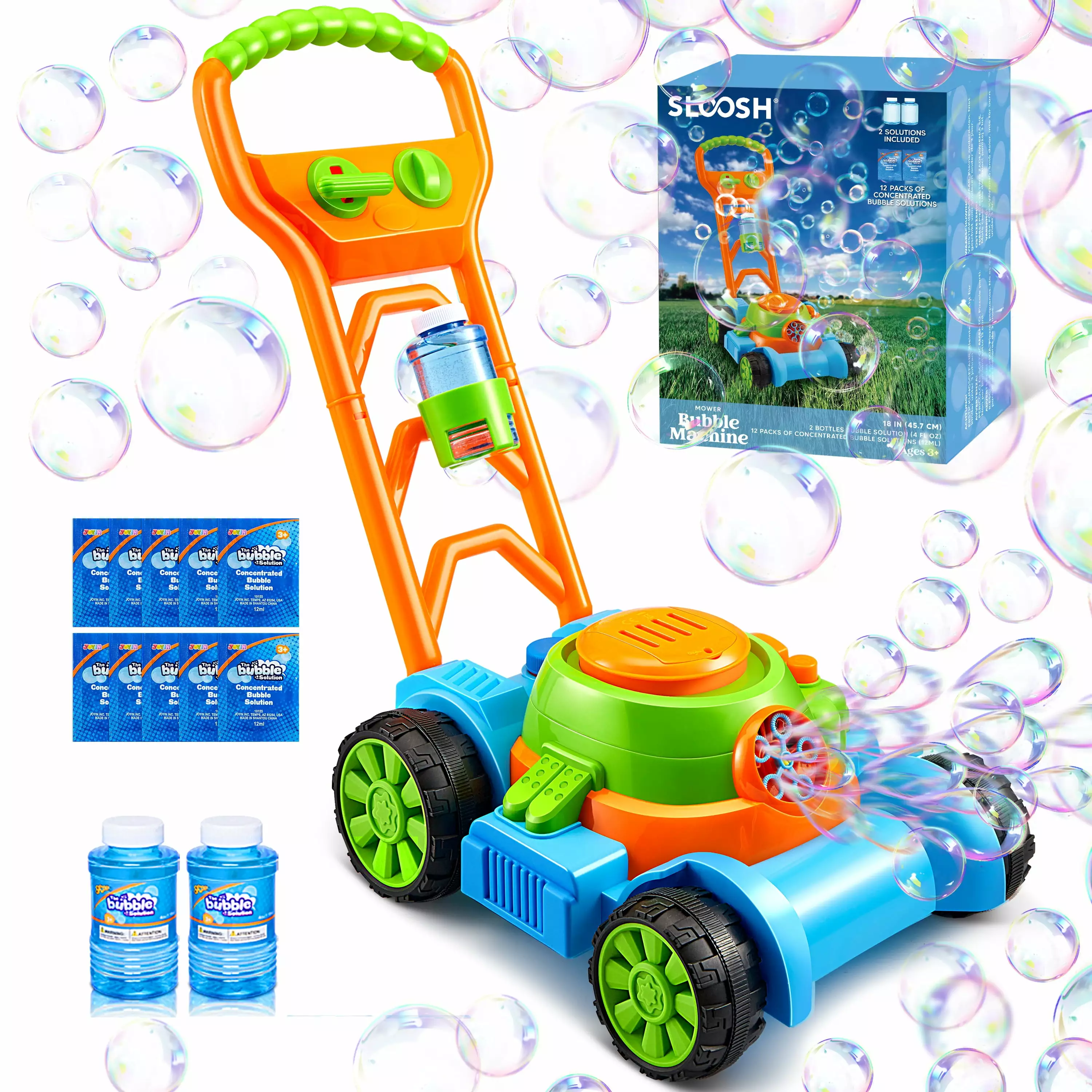 SYNCFUN Bubble Lawn Mower. Bubble Machine Summer Outdoor Toys for Toddlers 1-3. Bubbles for Kids 2 4 6 Years Birthday Toy