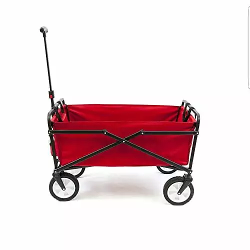 Seina Steel Compact Collapsible Folding Outdoor Portable Utility Cart in Red