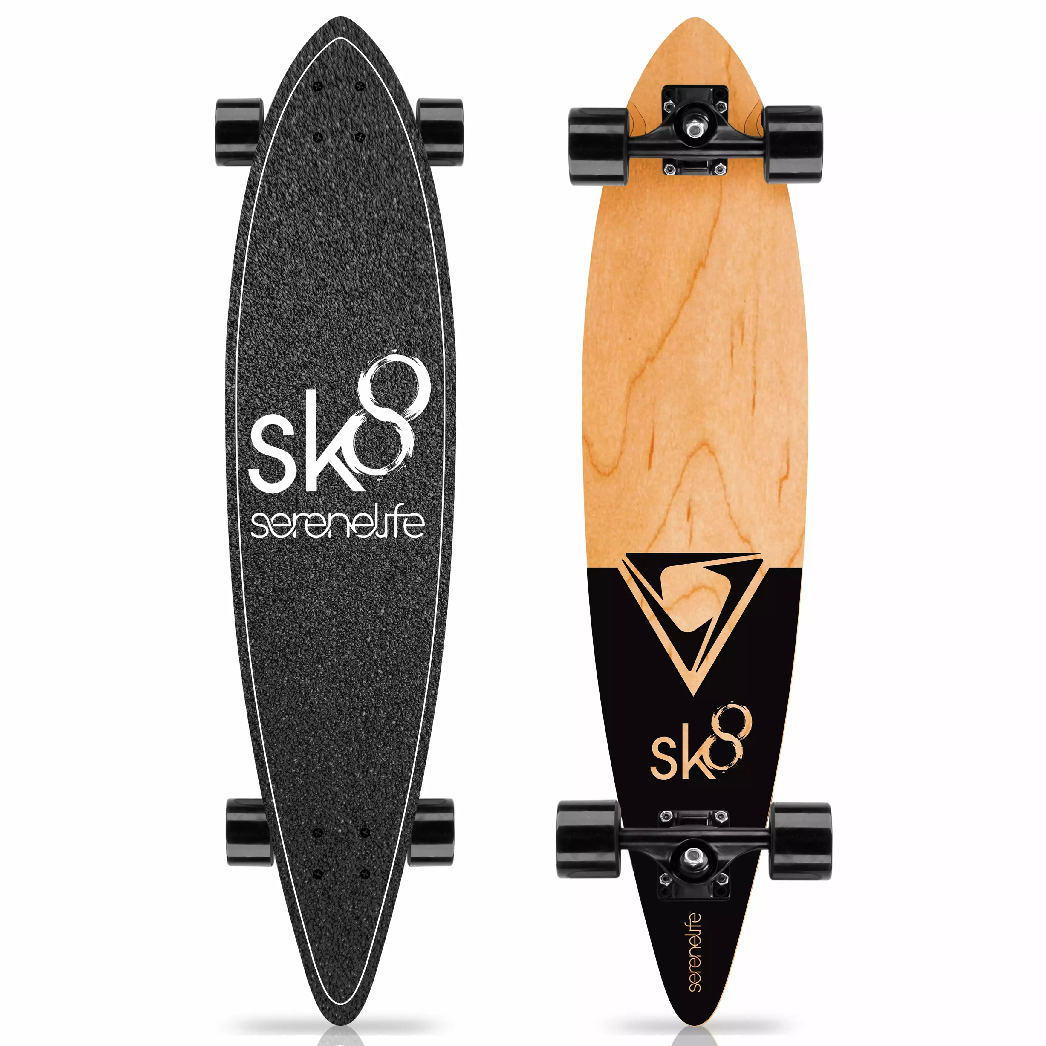 SereneLife Skateboard Mini Cruiser - 8 Ply Canadian & Bamboo Maple Deck Flat Concave Skateboard