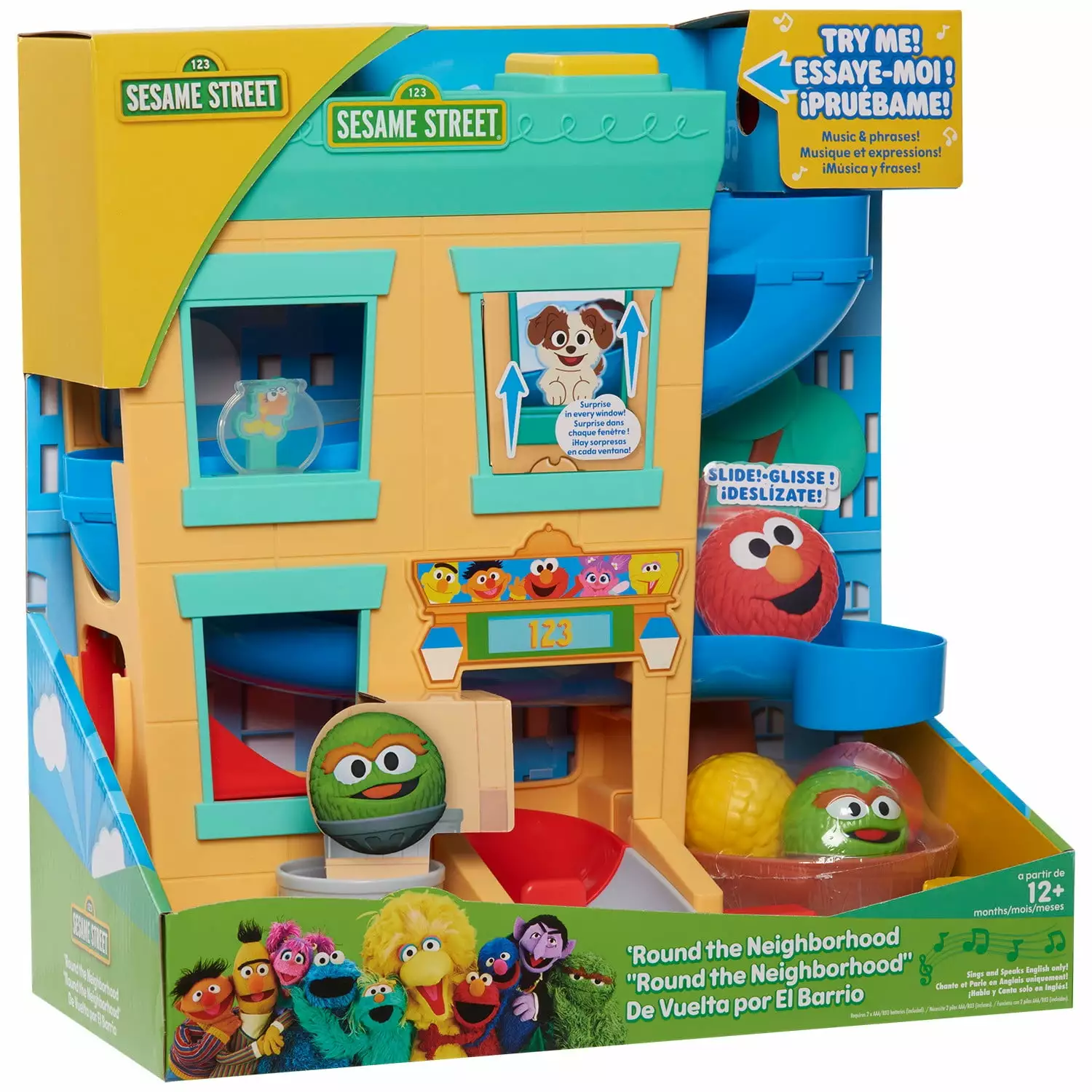 Sesame Street 'Round the Neighborhood 4-piece Ball Drop Playset and Figures. Kids Toys for Ages 12 month