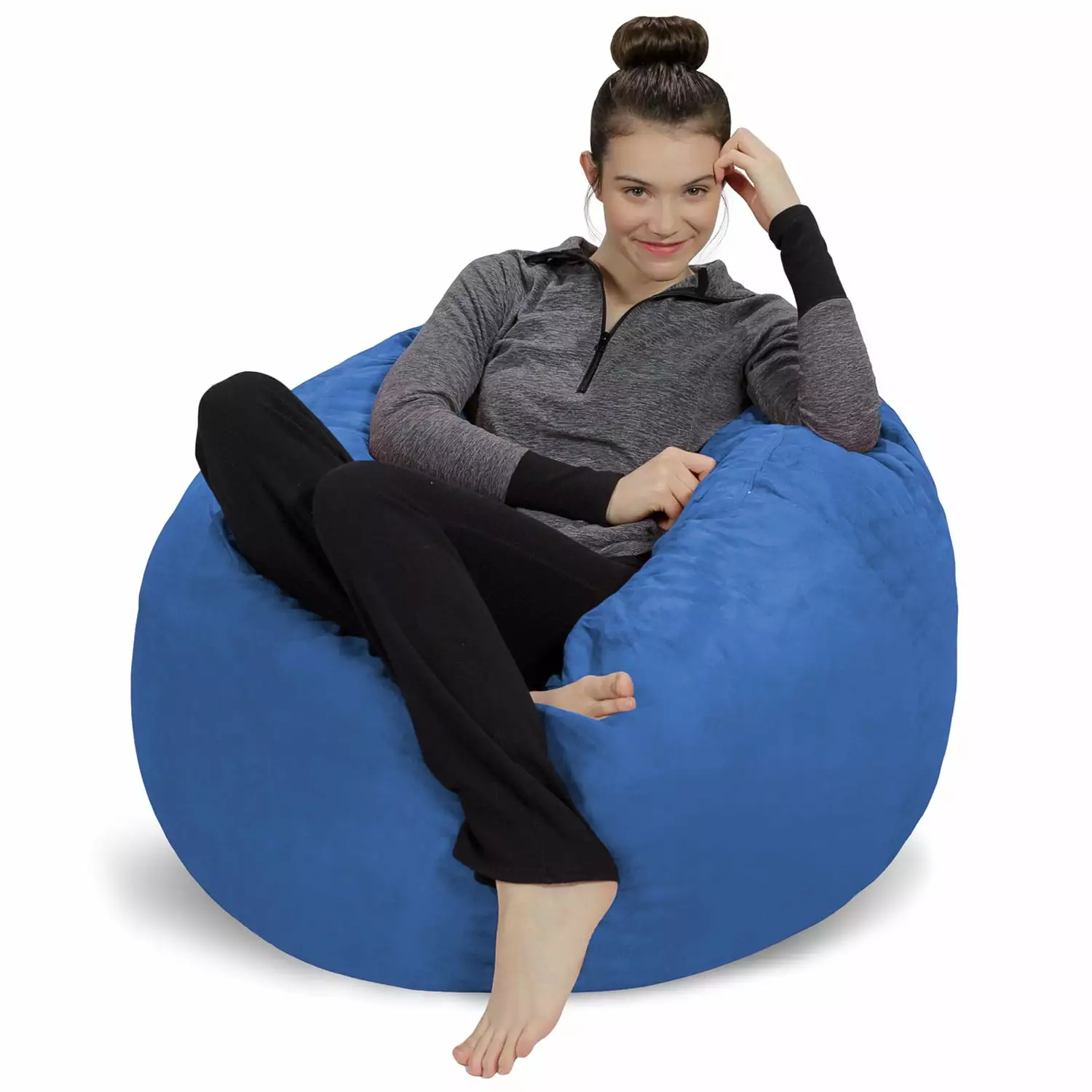 Sofa Sack Bean Bag Chair. Memory Foam Lounger with Microsuede Cover. Kids. 3 ft. Royal Blue