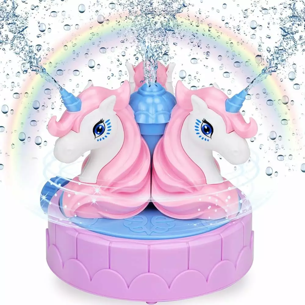 Sprinkler for Kids Outdoor Water Toys. Spinning Unicorn Toddler Sprinkler Toy. Dreampark Summer Outside Toys. Fun Summer Toys for Age 3 4 5 6 7 8 Year Old