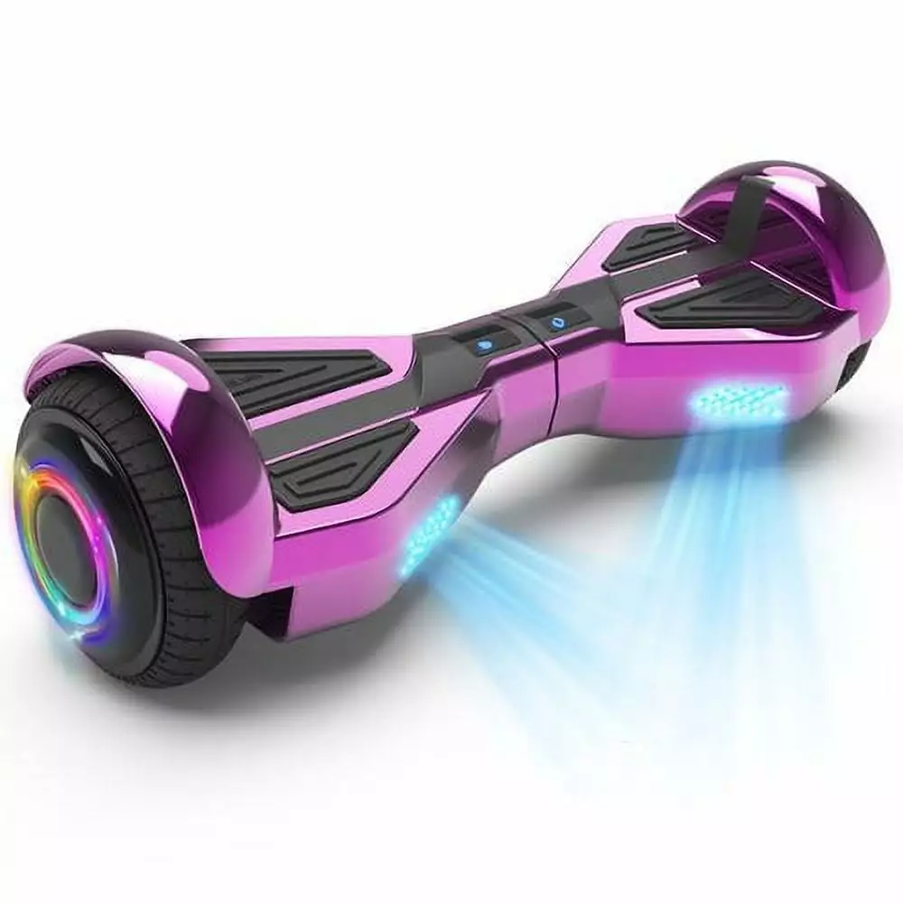 Starship Hoverboard with Bluetooth Speaker. Chrome Color Self Balancing Scooters with Science Fiction Design and 6.5 inch LED Wheels