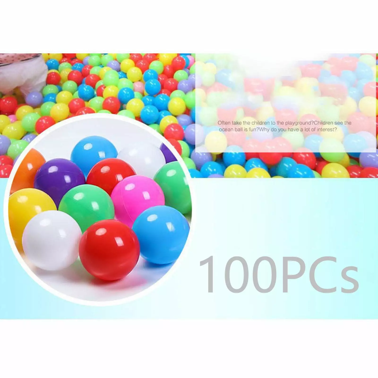 Summer Clearance 100 PCS Eco-Friendly Colorful Ball Soft Plastic Ocean Ball.Crush Proof. No Sharp Edges. Non Toxic. Phthalate & BPA Free for Baby Toddler Ball Pit. Play Tents & Tunnels Indoor&Outdoor