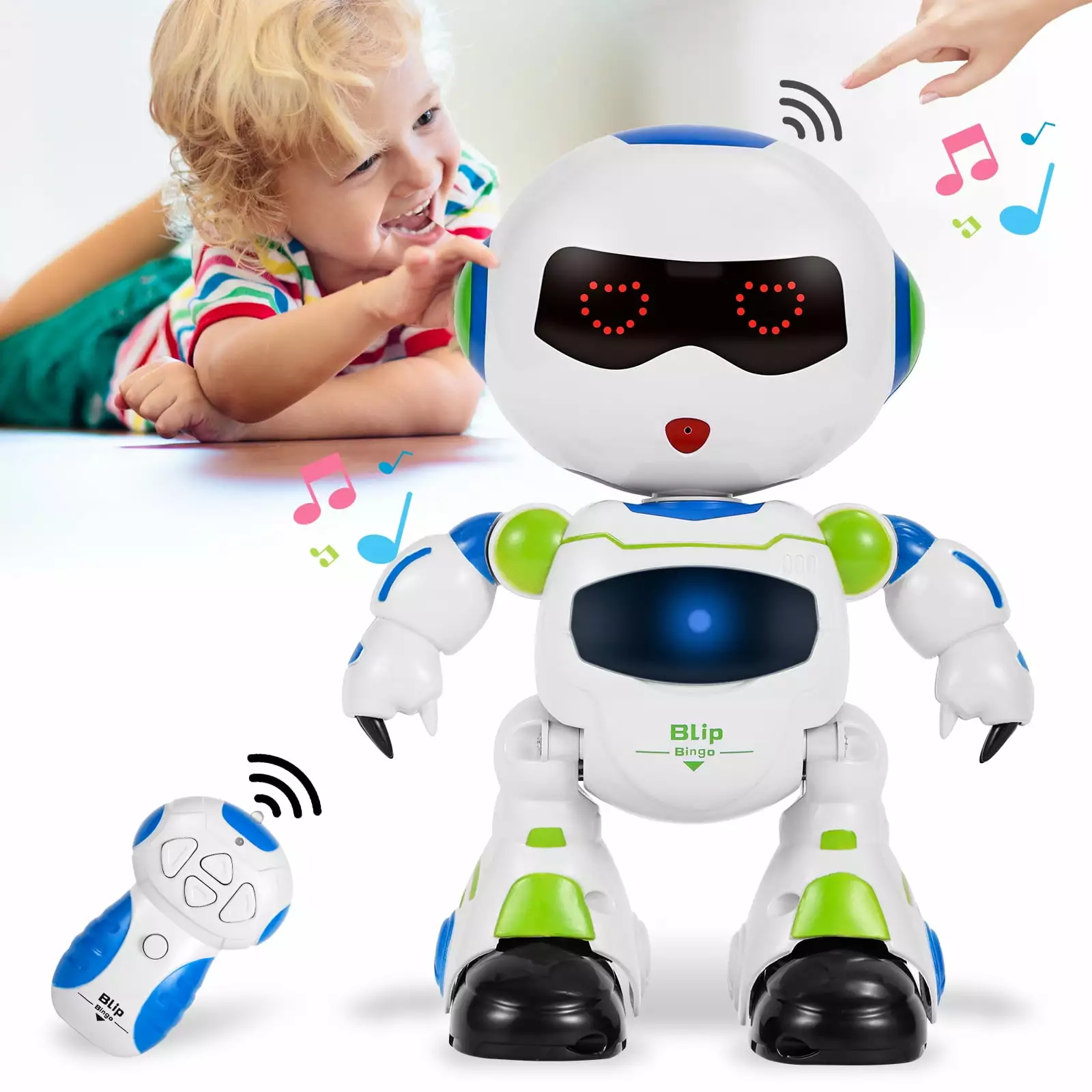 Super Joy Dancing Robot Toys for Kids. Gesture Sensing RC Robot with LED Light for Boys Girls Ages 3-7. Green