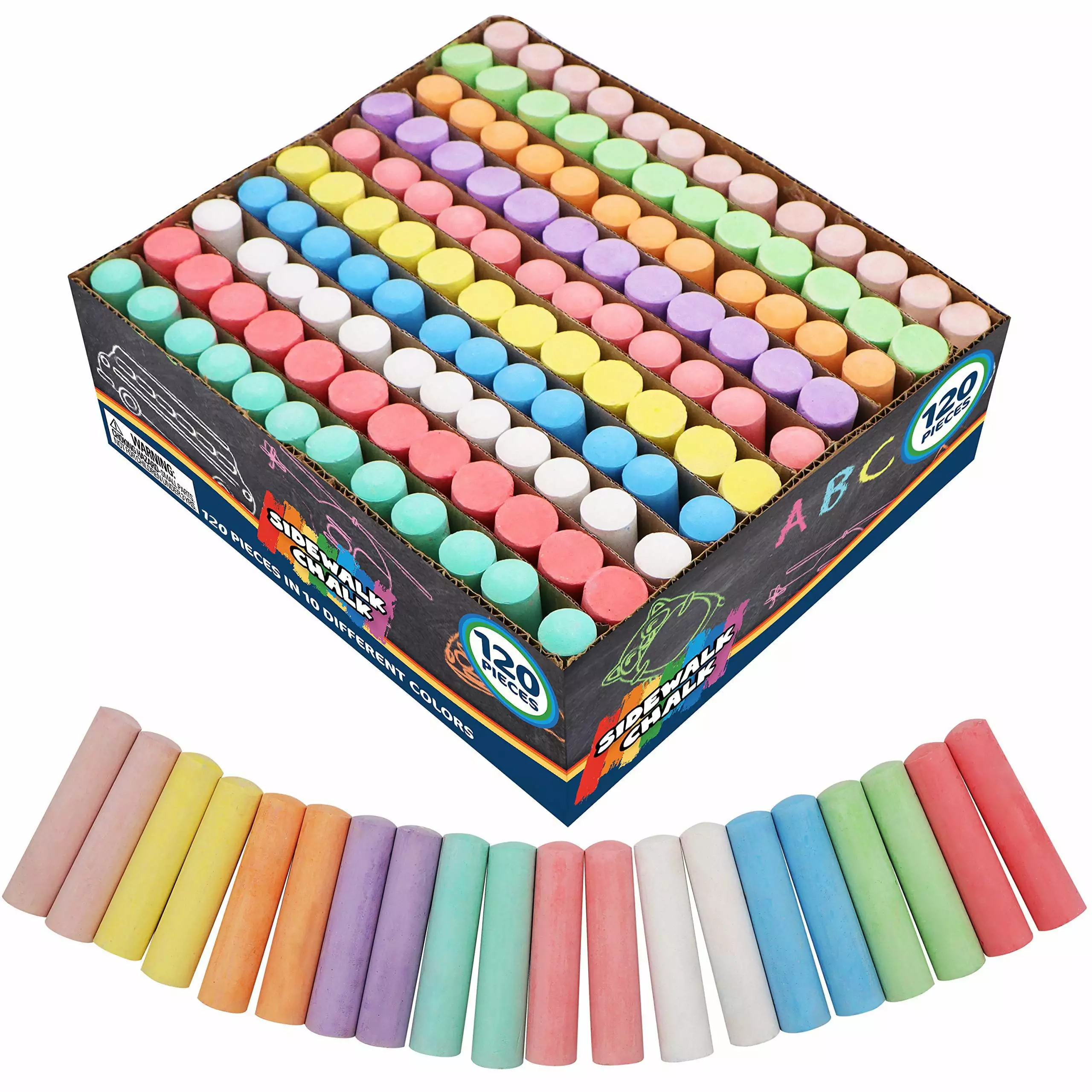 Syncfun 120pcs Sidewalk Chalk For Kids. Washable Chalk For Outdoor Art Play. Painting Toy For Toddler On Chalkboard. Blackboard And Playground