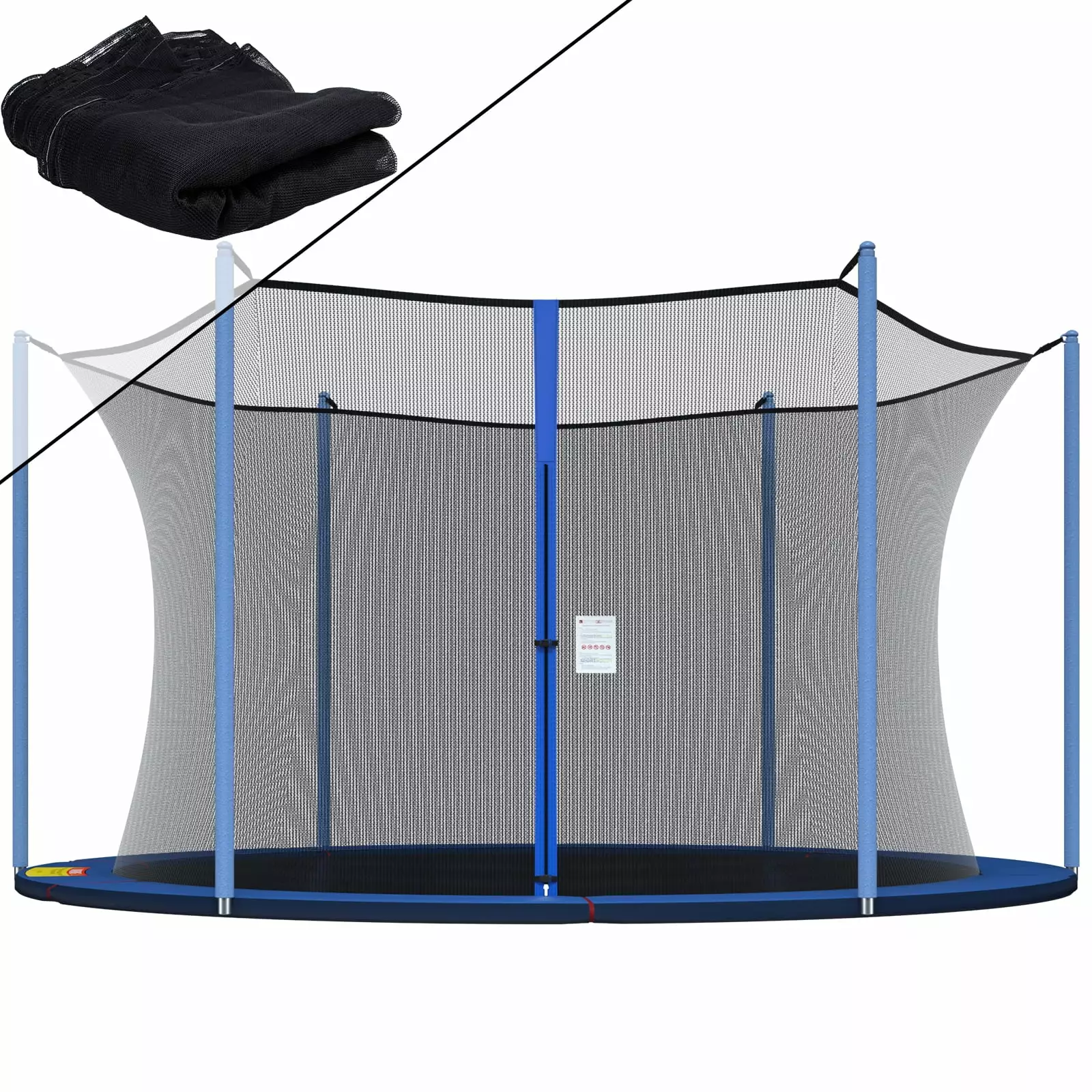 TKOOFN 12 Feet Replacement Trampoline Enclosure Safety Net with Zipper & Buckle Fit for 6 Poles for Kids and Adults (Net Only)