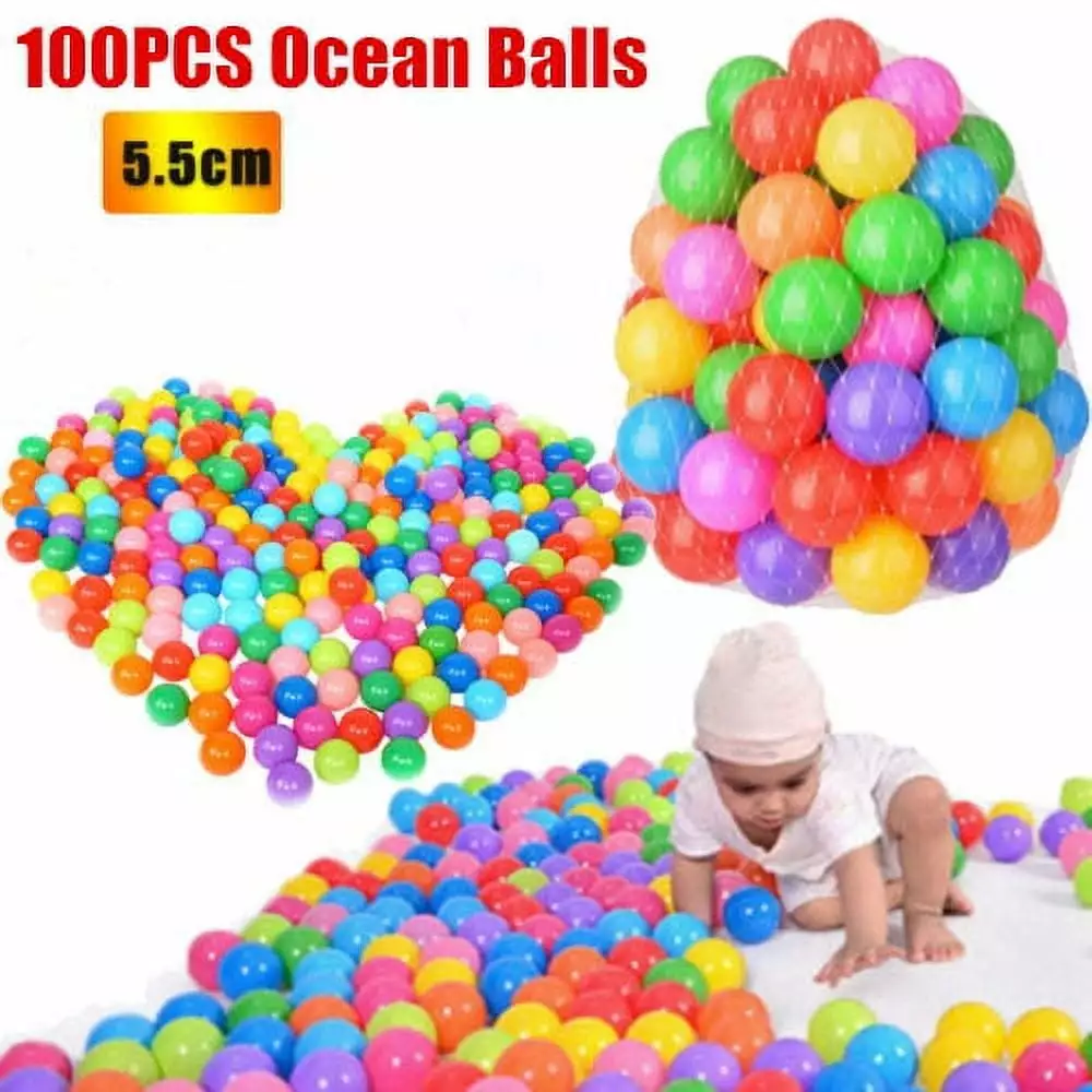 TOPCHANCES Pit Balls Pack of 100 - BPA Free Ocean Ball Colorful Hollow Soft Plastic Ball for Kids Pool Tent Birthday Party Summer Water Bath Toy