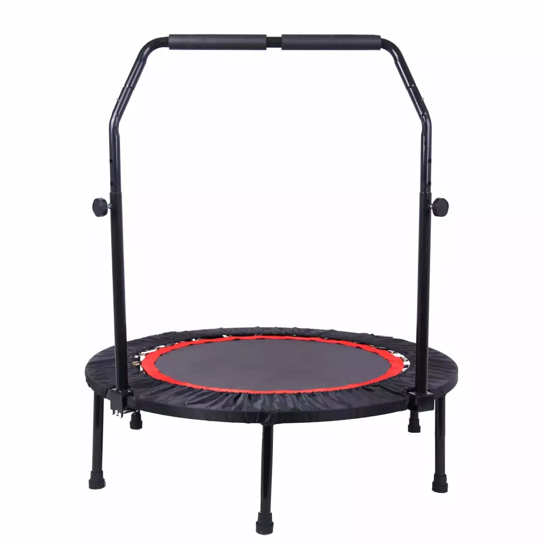 Tcbosik 40 Mini Folding Trampoline with Safety Handle Fitness Indoor Exercise Workout Rebounder Trampoline. Max Load 300lbs. Black & Red