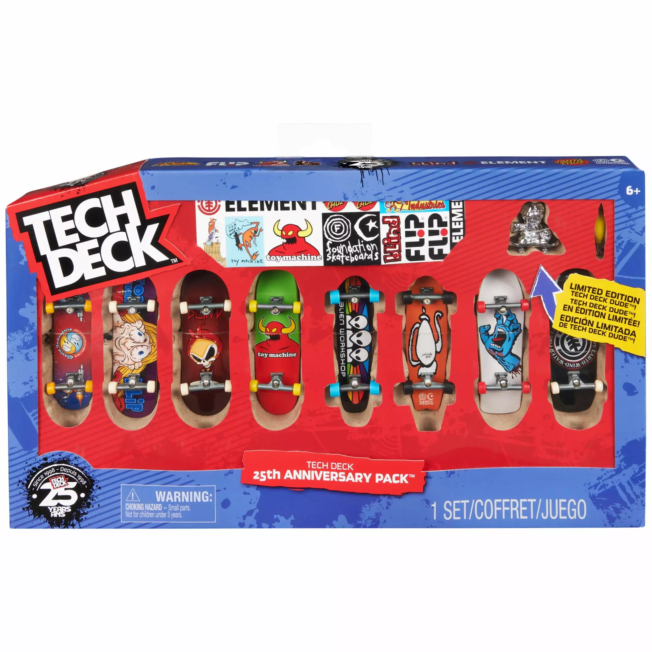 Tech Deck. 25th Anniversary 8-Pack Fingerboards with Exclusive Figure. Collectible and Customizable Mini Skateboards. Kids Toys for Ages 6 and up