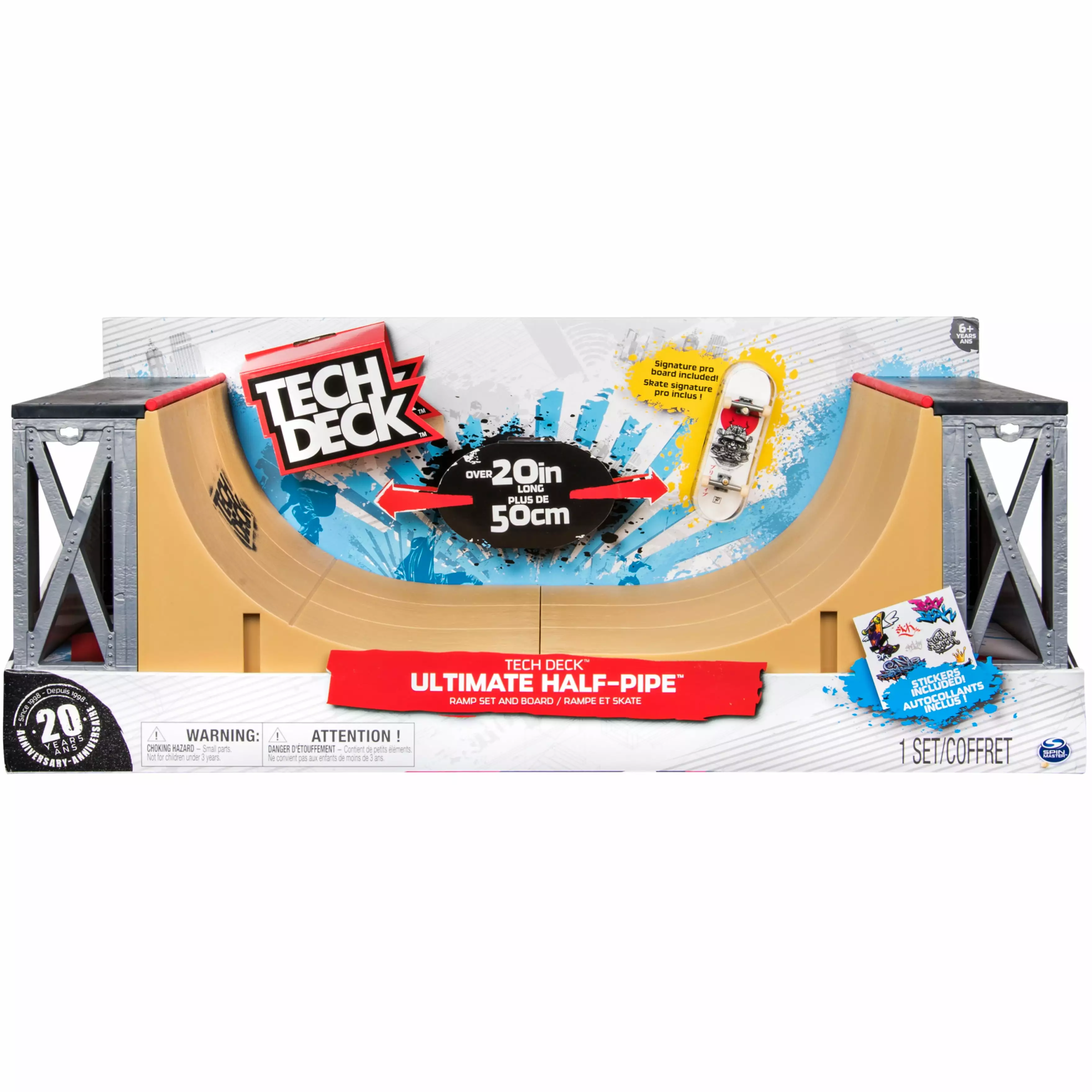 Tech Deck. Ultimate 20-Inch Half-Pipe Ramp Playset and Exclusive Primitive Pro Fingerboard. Kids Toys for Boys and Girls Ages 6 and up