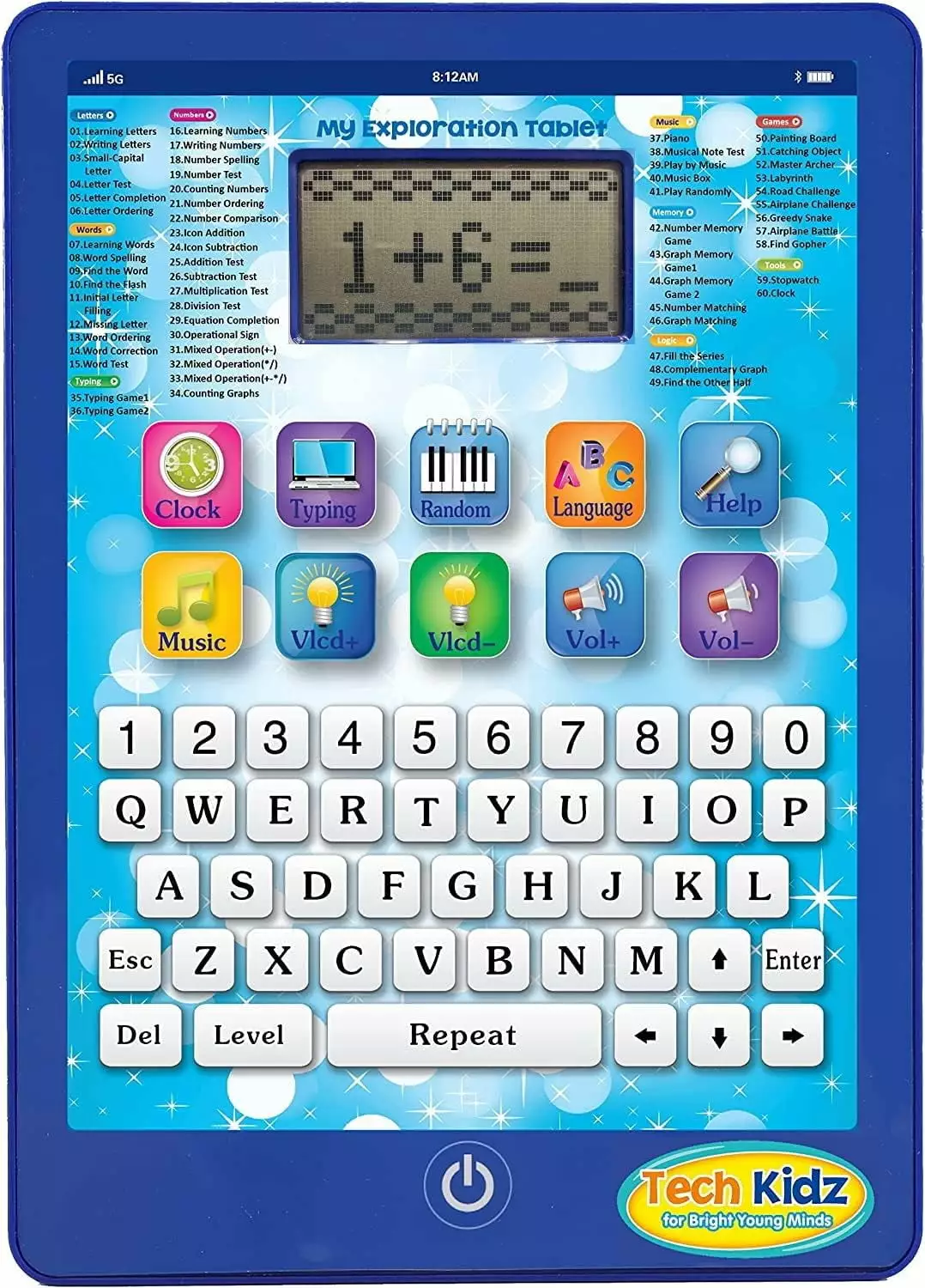 Tech Kidz My Exploration Toy Tablet Educational Learning Computer. 60 Challenging Learning Games and Activities. LCD Screen. Keyboard (Blue). Ages 3+