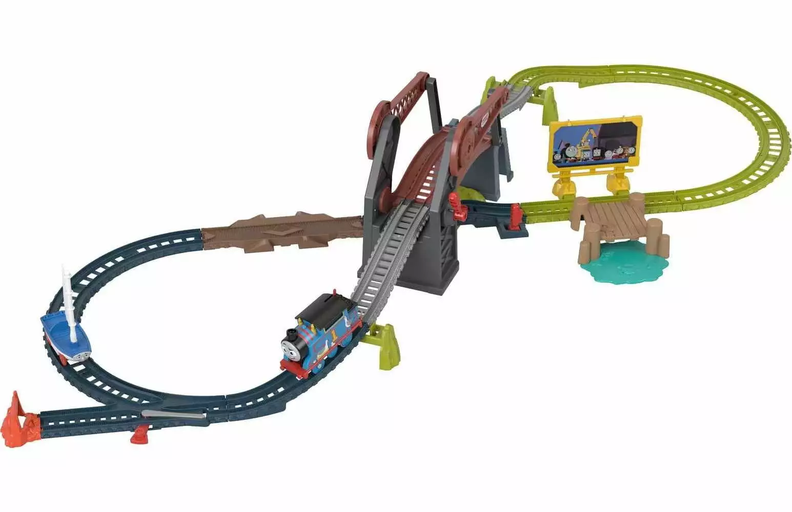 Thomas & Friends Bridge Lift Thomas & Skiff Toy Train Set with Motorized Engine & Boat