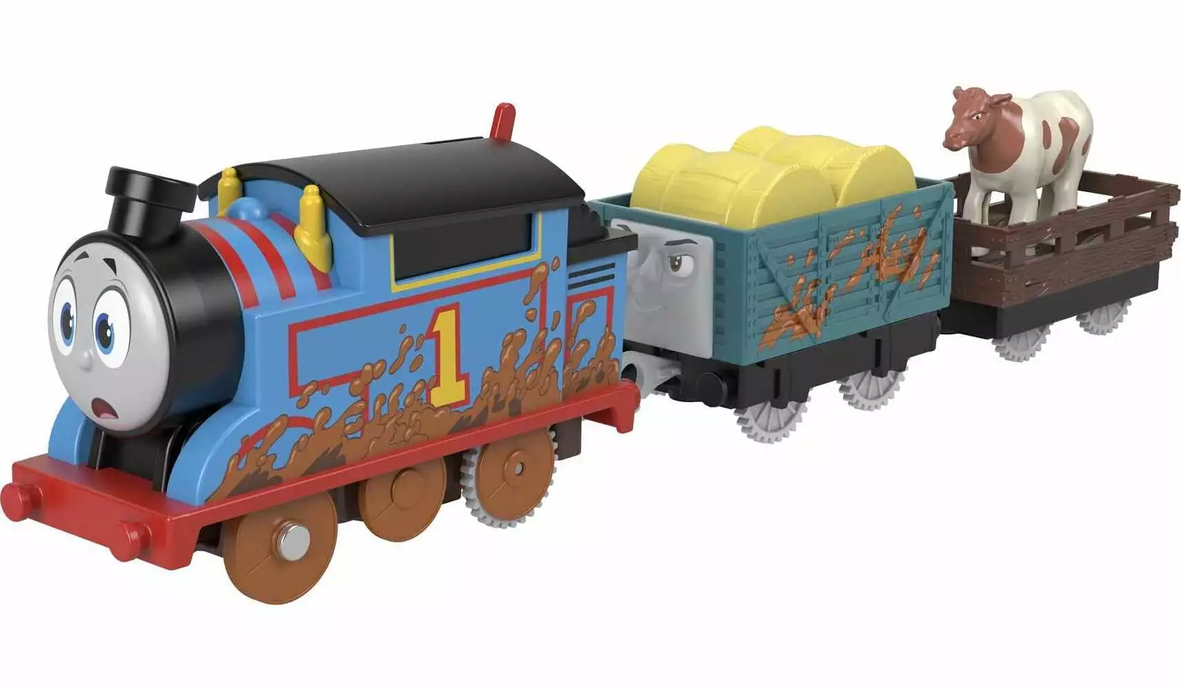 Thomas & Friends Muddy Farm Thomas Motorized Toy Train Engine & Cargo for Preschool Kids