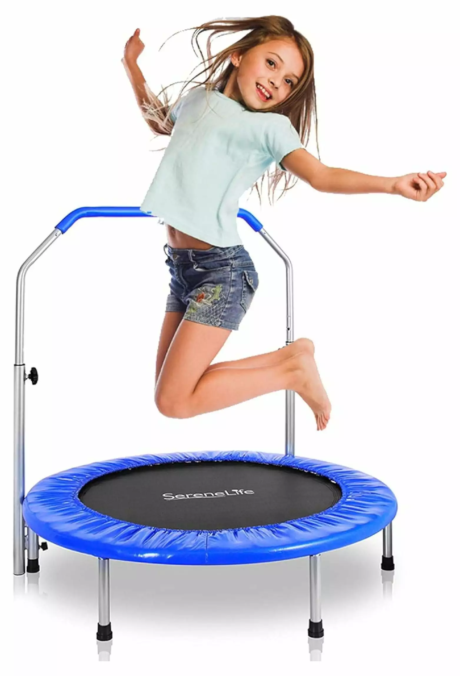 TiaGOC Portable & Foldable Trampoline - 36 In-Home Mini Rebounder. Fitness Body Exercise - Updated Version - SLSPT365.Blue