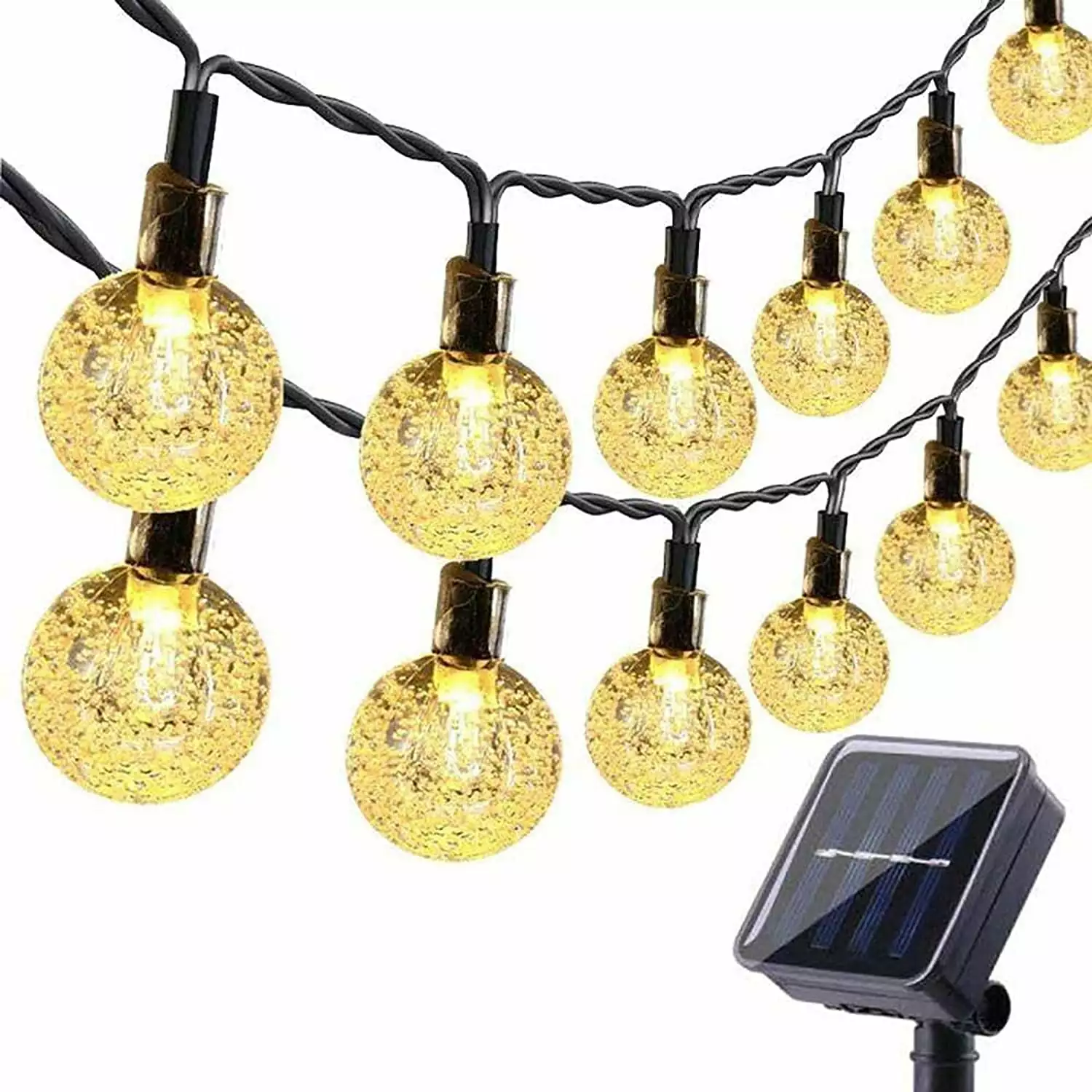 Toodour Solar String Lights Outdoor 35.6ft 60 LED Globe String Lights.Waterproof 8 Modes Solar Powered Patio Lights for Garden. Home. Gazebo. Yard Decorations (Warm White)