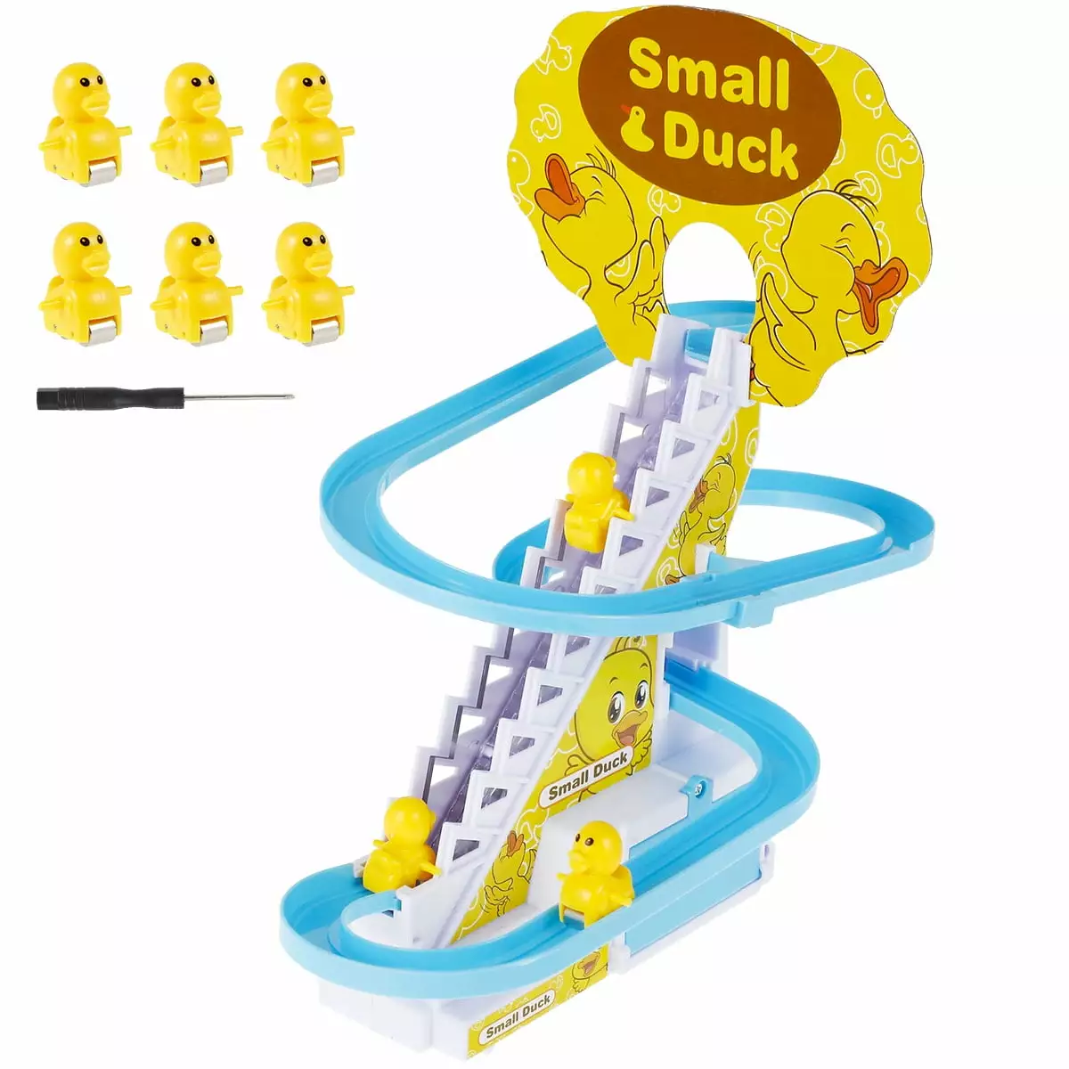 Toorise Slide Toy Set with Lights and Music Stair-Climbing Ducklings Track Set Automatic Duck Roller Toy Electric Duck Escalator Toy with 9pcs Duck Toy for Kids Ages 3+