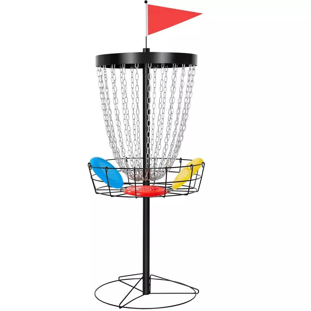 Topeakmart 24-Chain Portable Disc Golf Basket with 3 Discs and Carrying Bag