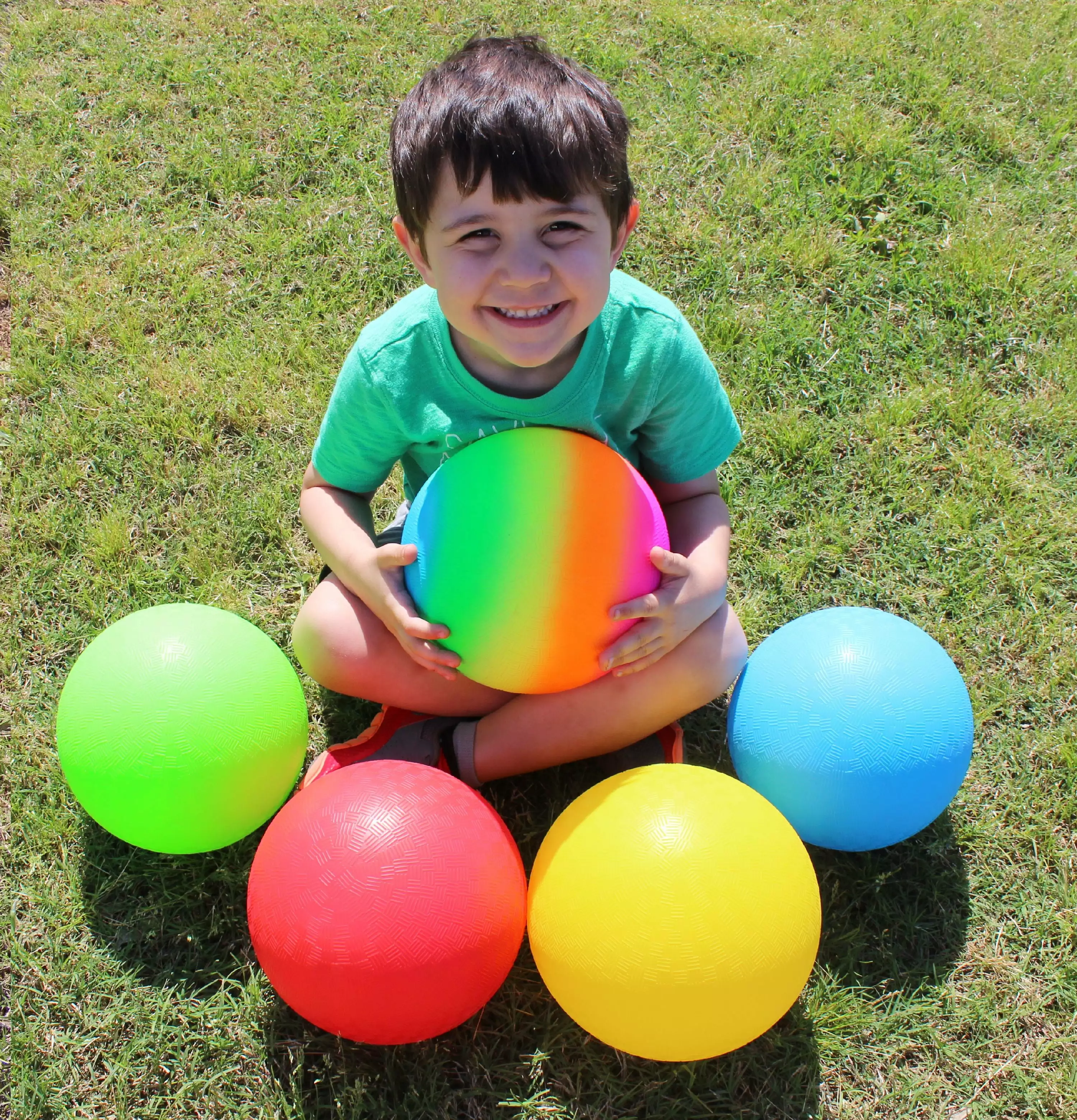 Toys+ 8.5 Inch Playground Balls Set. Official Size for Dodge Ball. Kick Ball. Four Square. Free Pump (5Pack. Red.Blue.Green.Yellow.Rainbow)