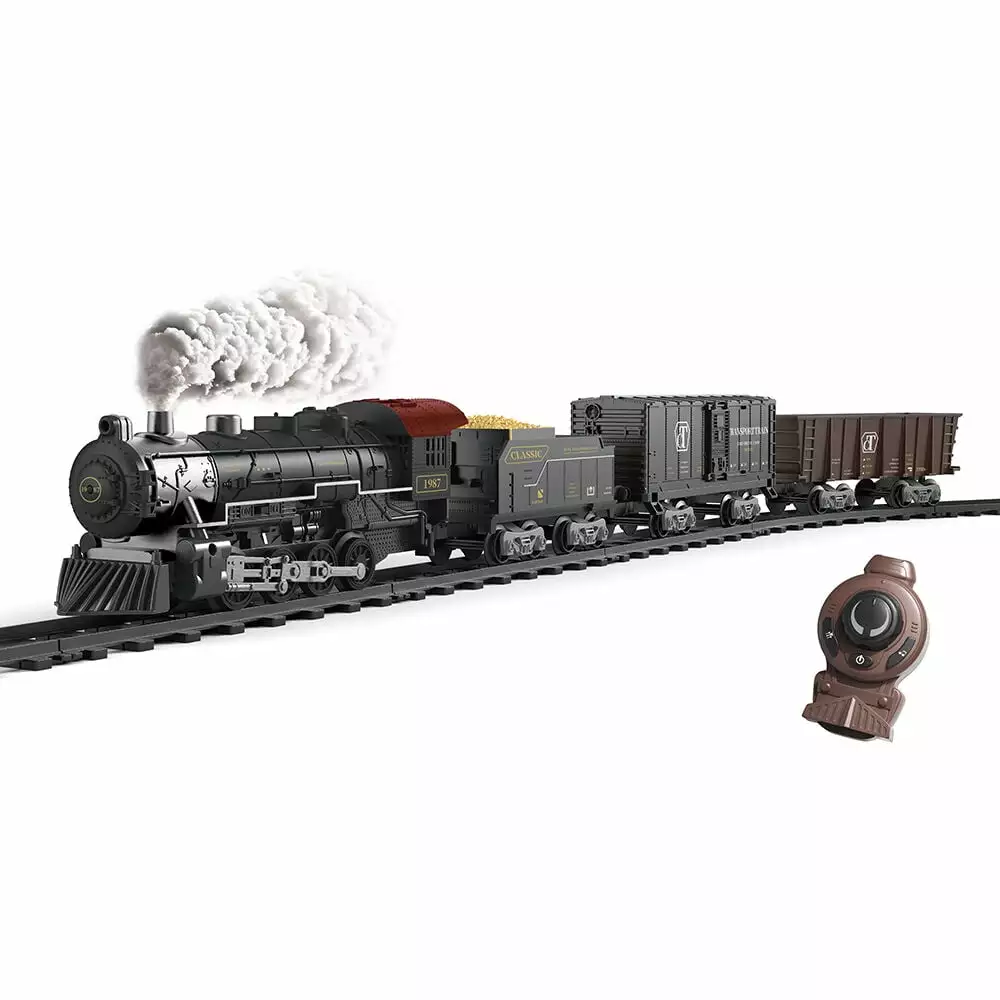 Train Toy Set for Boys and Girls Remote Control Big Scale Steaming Train Set with Sound & Light 16.5 ?? 13 ?? 5.1 (42 ?? 33 ?? 13 cm) Realistic Electric Train with Tracks??