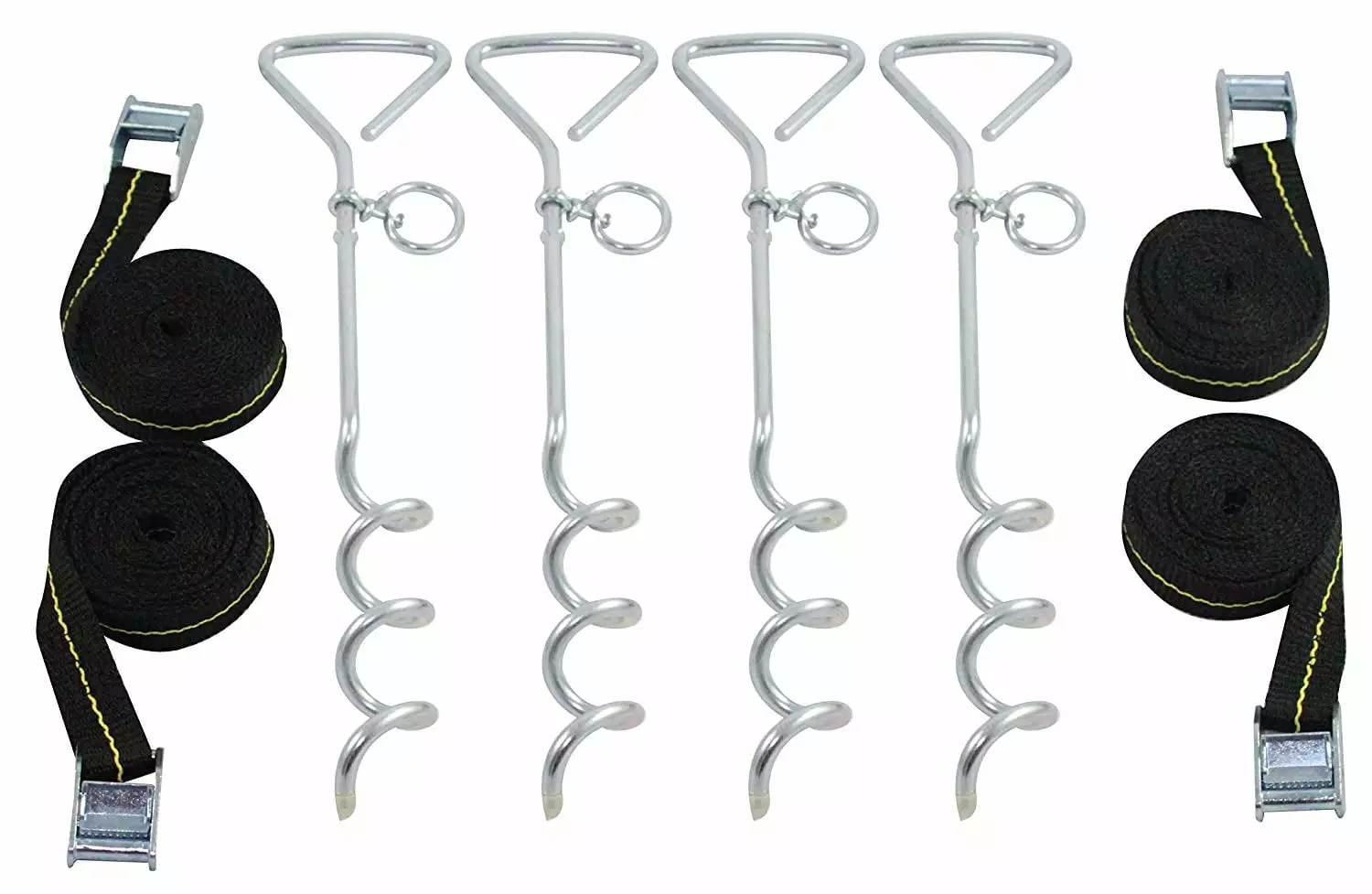 Trampoline Anchor Kit - Heavy Duty Tie Down System - Set of 4 - Tie Downs with Ground Stakes