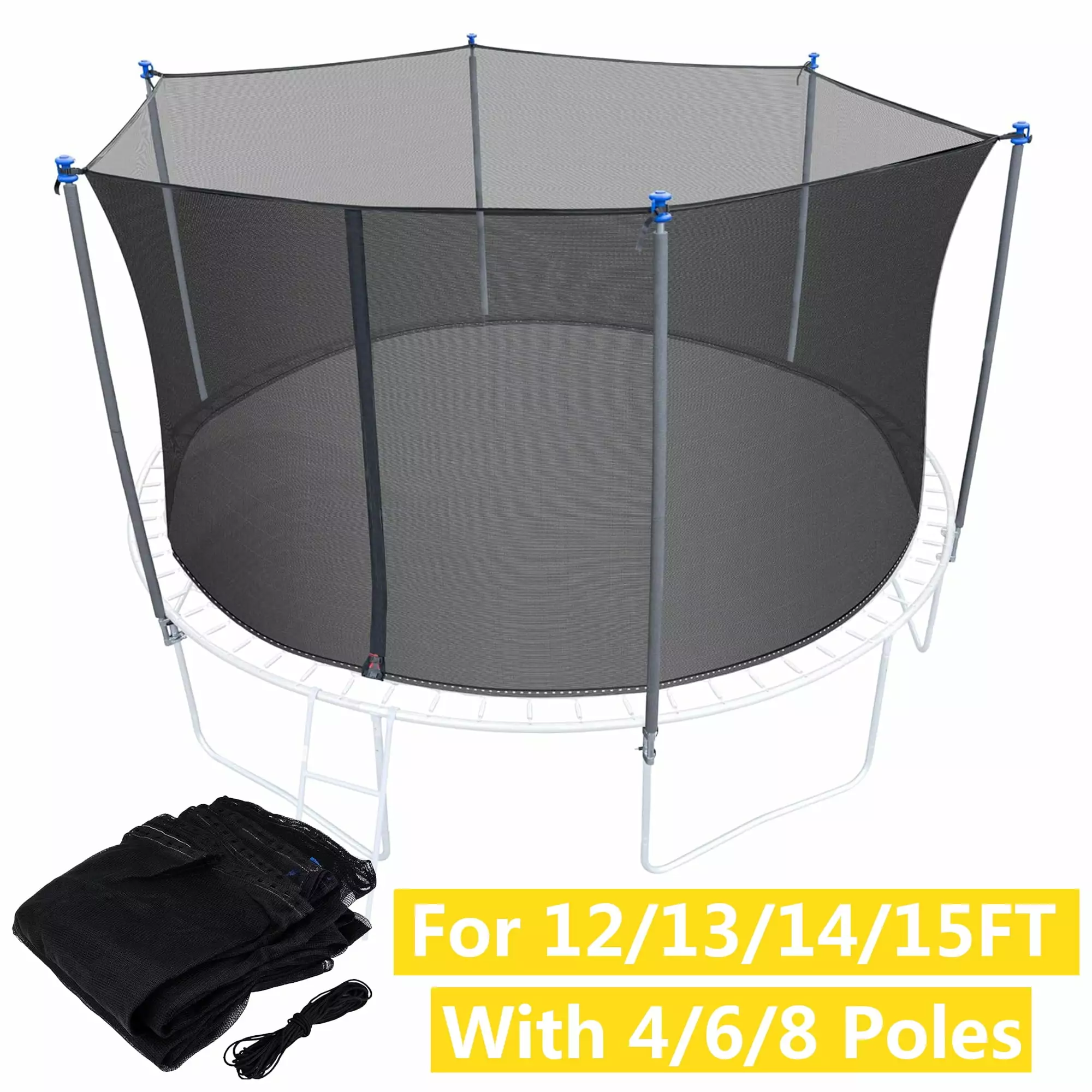 Trampoline Net.Hengu Trampoline Replacement Enclosure Net for 12ft 13ft 14ft 15ft.Weather Resistant.Tear-Proof.NET ONLY