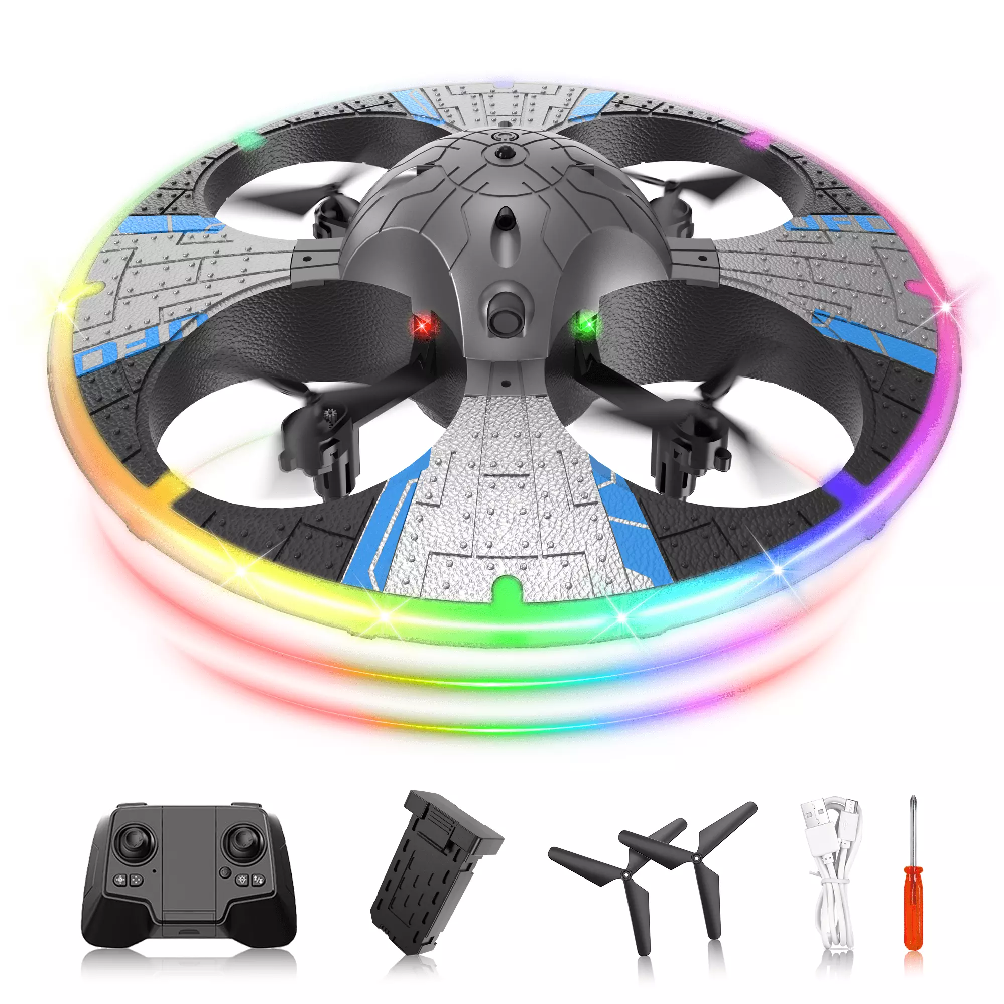 UUGEE Mini Drone for Kids Adults with LED Lights. 2.4G RC UFO Flying Drone Plane Toys for Boys Girls Indoor Outdoor