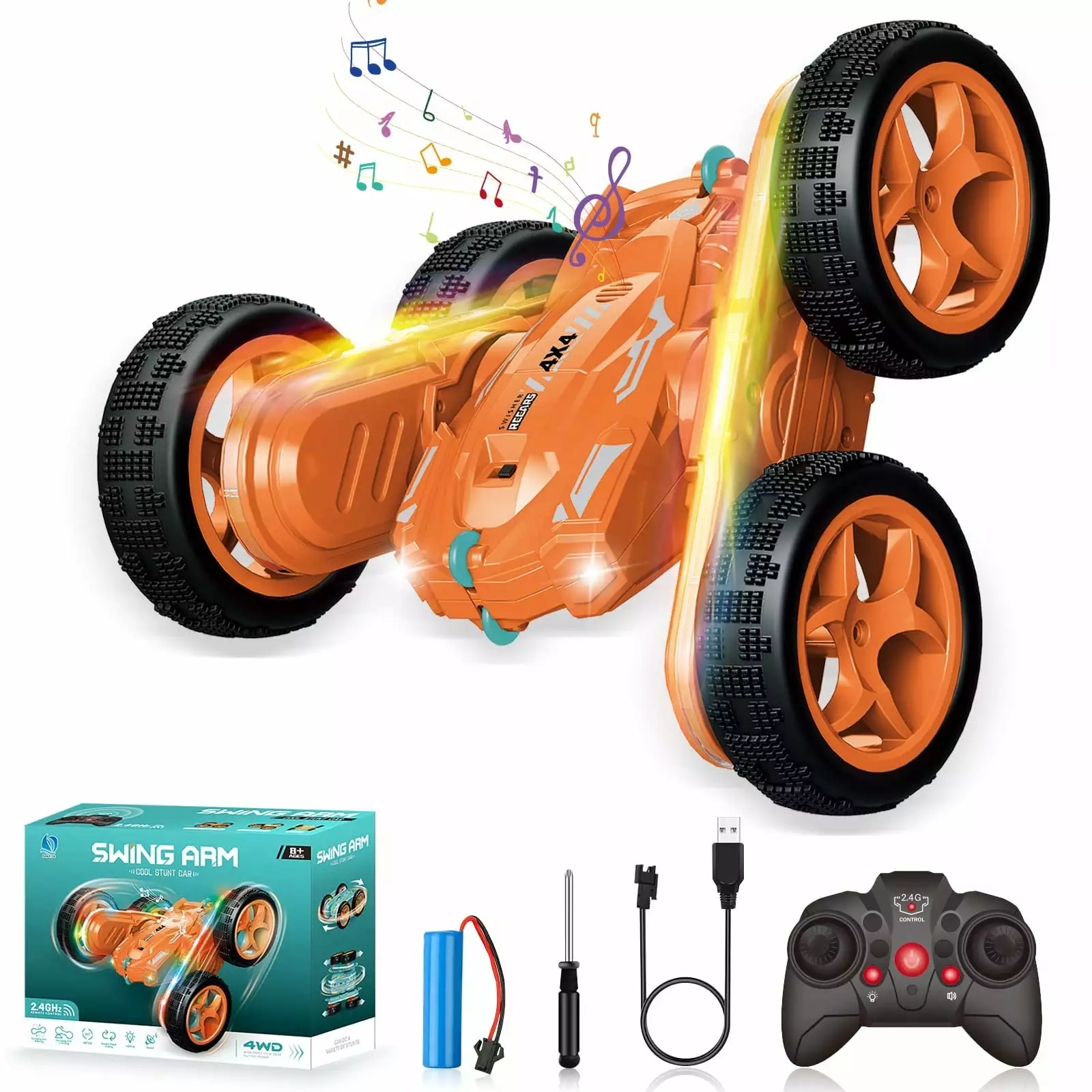 UUGEE RC Cars for Kids Boys. 2.4GHz Remote Control Cars Double Sided 360?? Flip Drift Remote Control Stunt Race Car. Gifts for 3 4 5 6 7 8+ Year Old - Orange