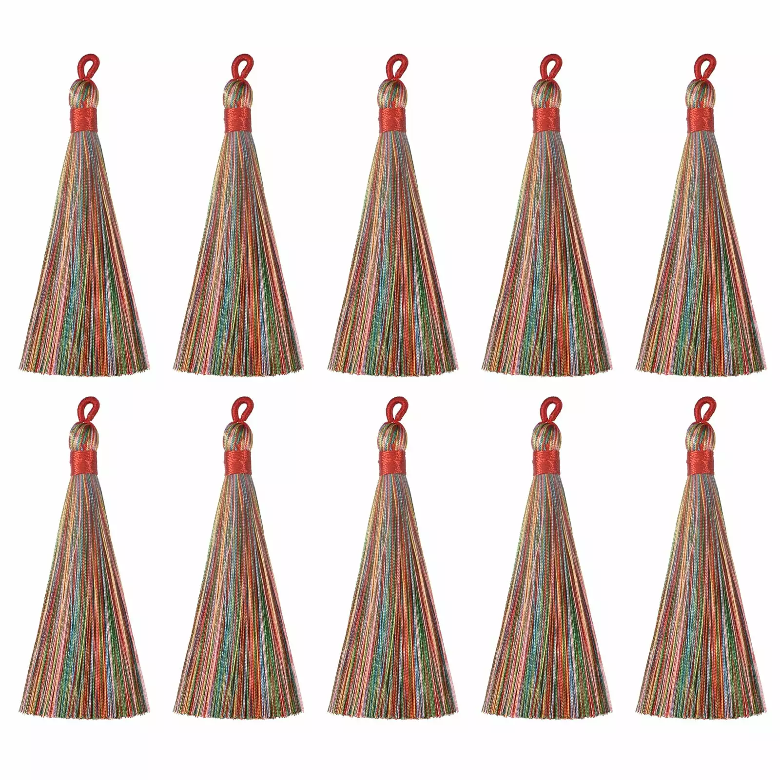 Uxcell 3.66 Silky Bookmark Tassels with Loop for DIY Craft Accessory. 20Pack Multi Red