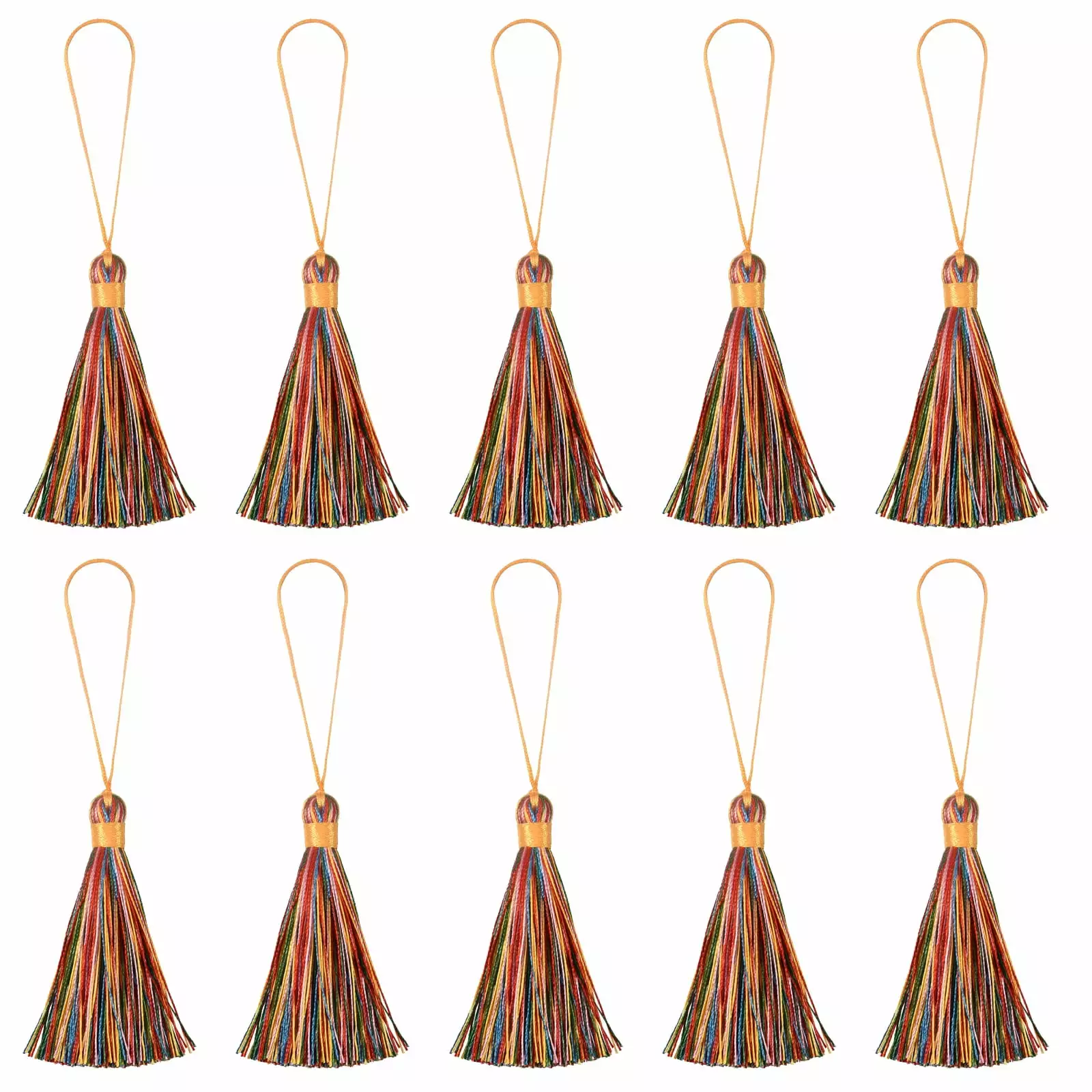 Uxcell 6.5 Silky Bookmark Tassels with Loop for DIY Craft Accessory. 20Pack Multicolored